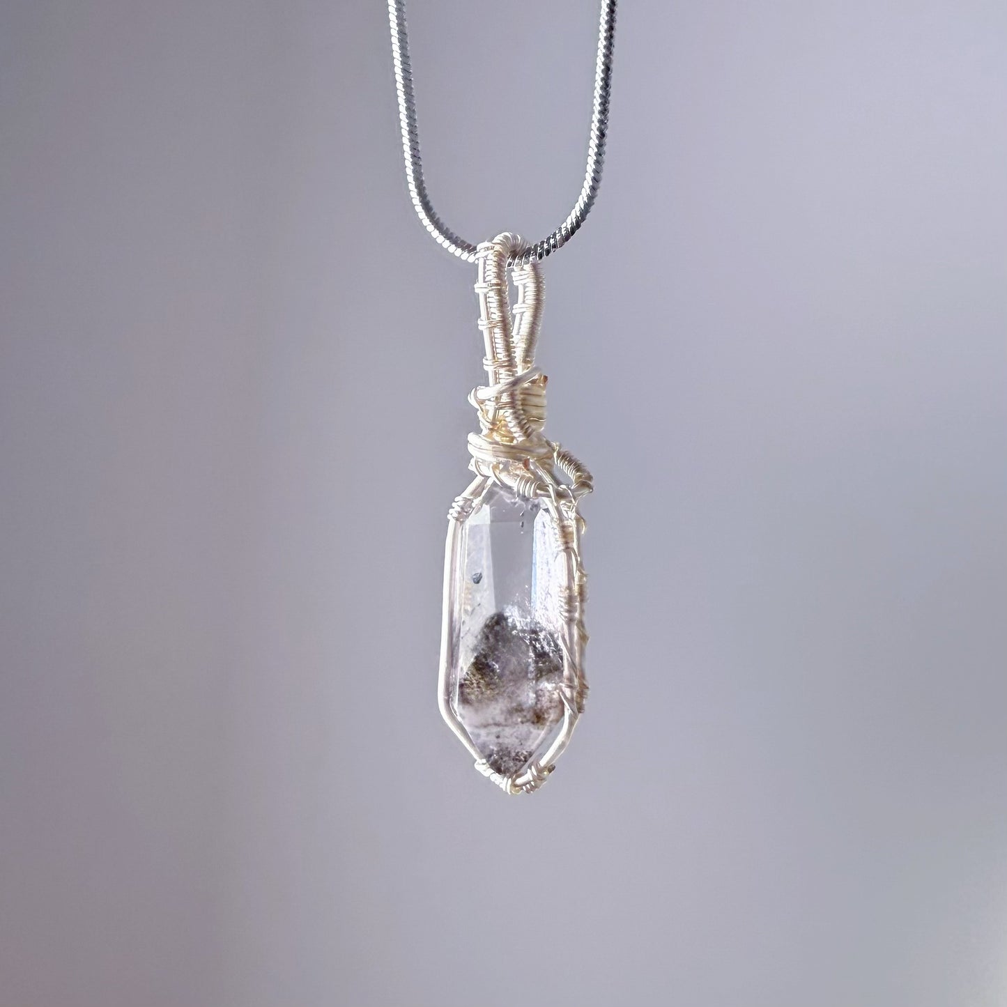 Quartzberry - Natural Herkimer Diamond Double Terminated Wire Wrapped Necklace - One-of-a-kind