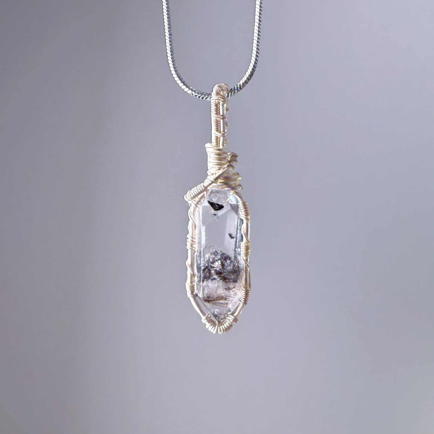 Quartzberry - Natural Herkimer Diamond Double Terminated Wire Wrapped Necklace - One-of-a-kind