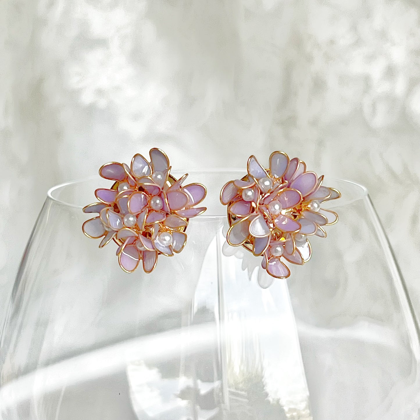 Handmade Purple Hydrangeas Flower Earrings-Ninaouity