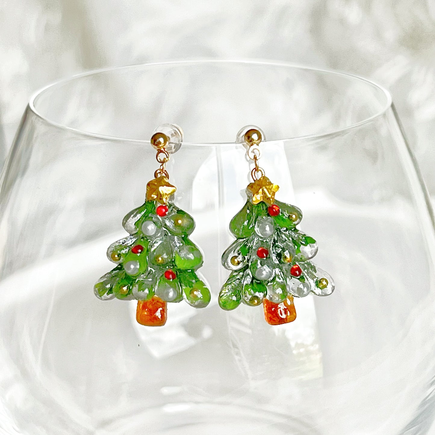 Handmade Real Leaves Christmas Tree Earrings-Ninaouity