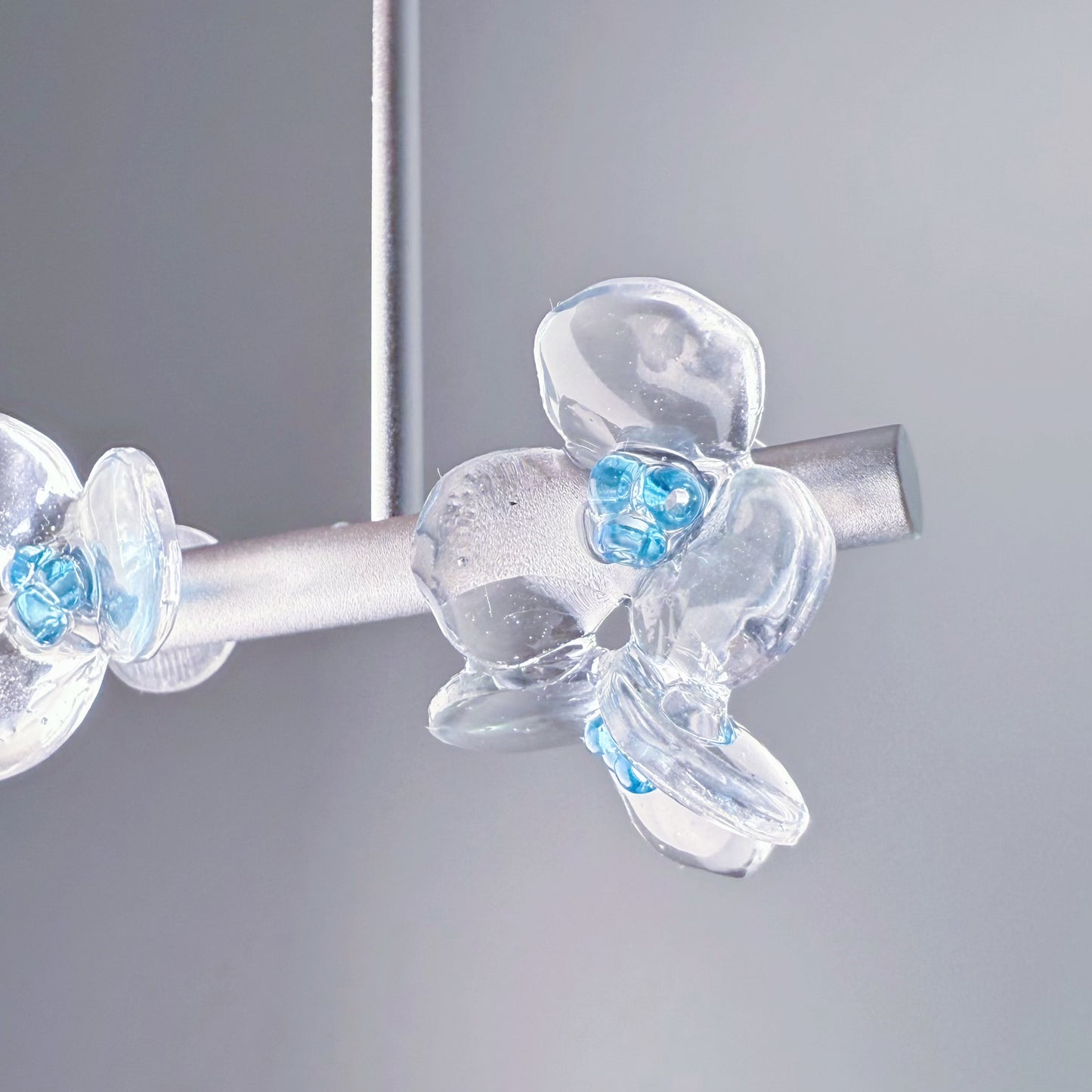 Handmade Clear Ice Blue Hydrangeas Flowers Mismatch Earrings