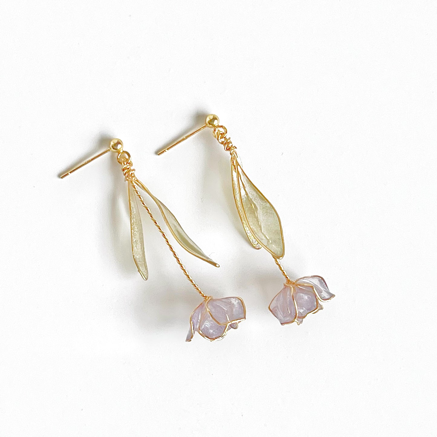 Handmade Purple Tulip Flower Earrings-Ninaouity