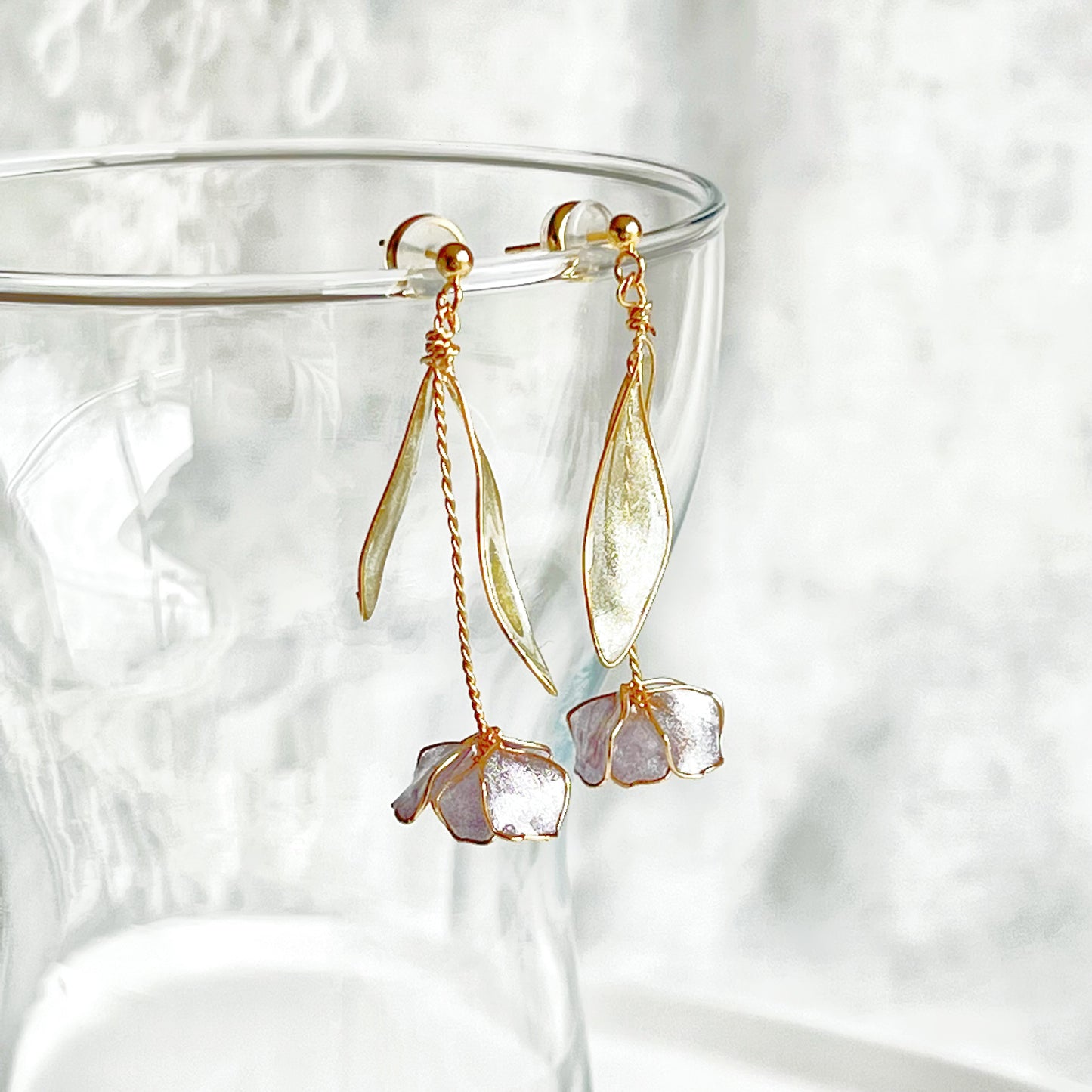 Handmade Purple Tulip Flower Earrings-Ninaouity