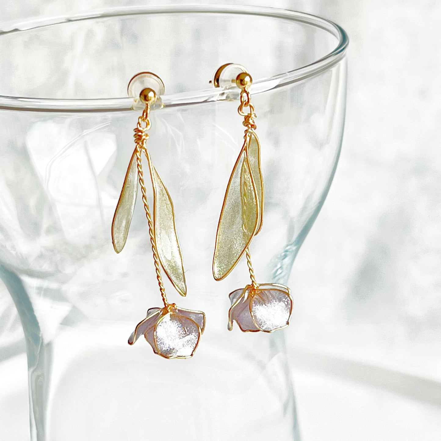 Handmade Purple Tulip Flower Earrings-Ninaouity