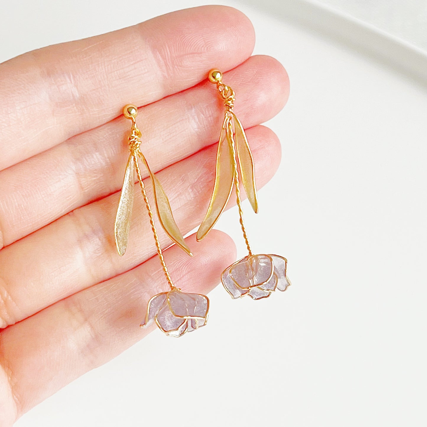 Handmade Purple Tulip Flower Earrings-Ninaouity