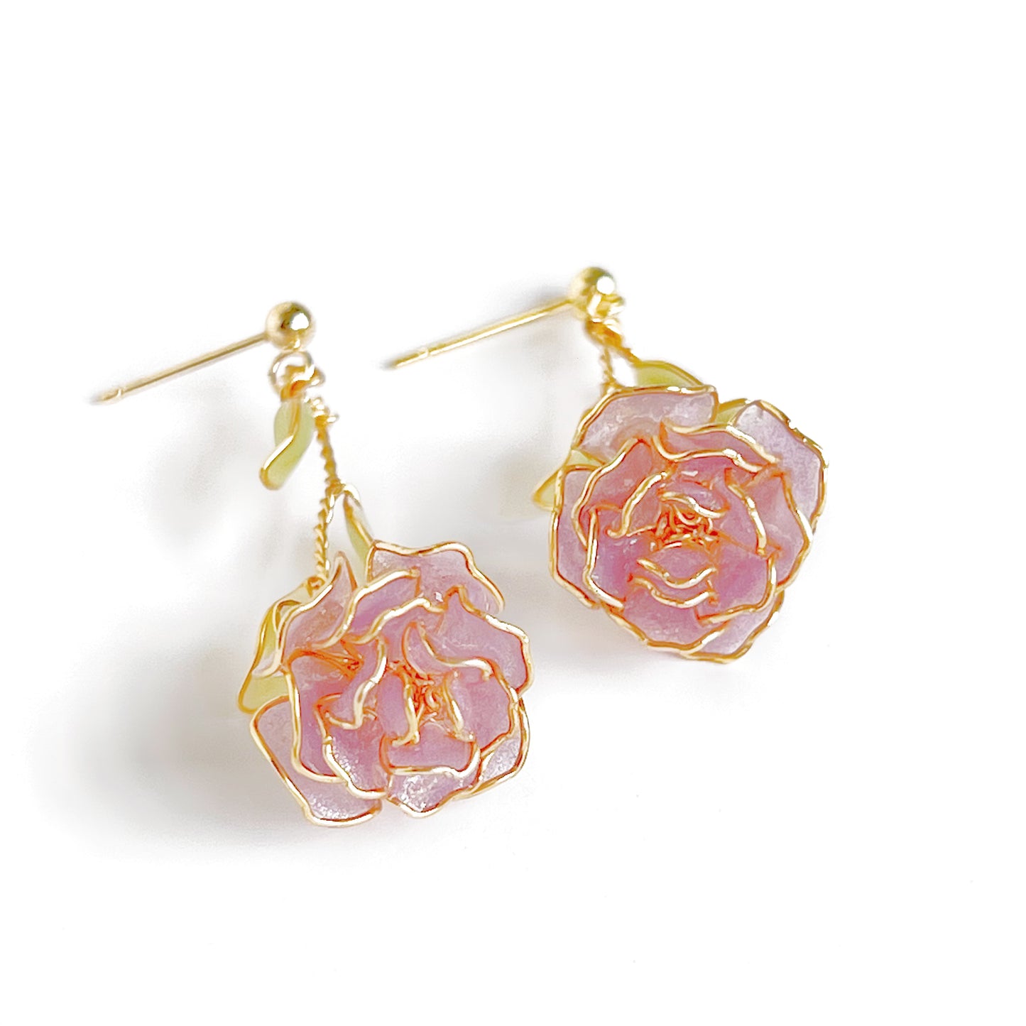 Handmade Purple Rose Flower Earrings-Ninaouity