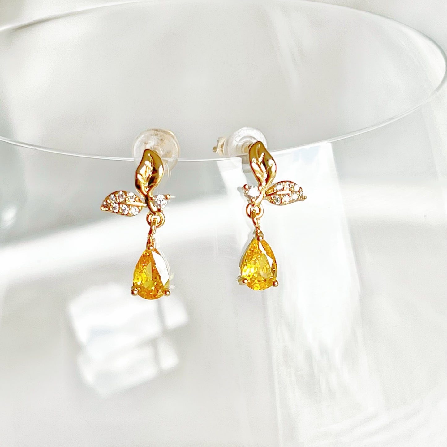 Mini Lemon and Leaves Earrings-Ninaouity