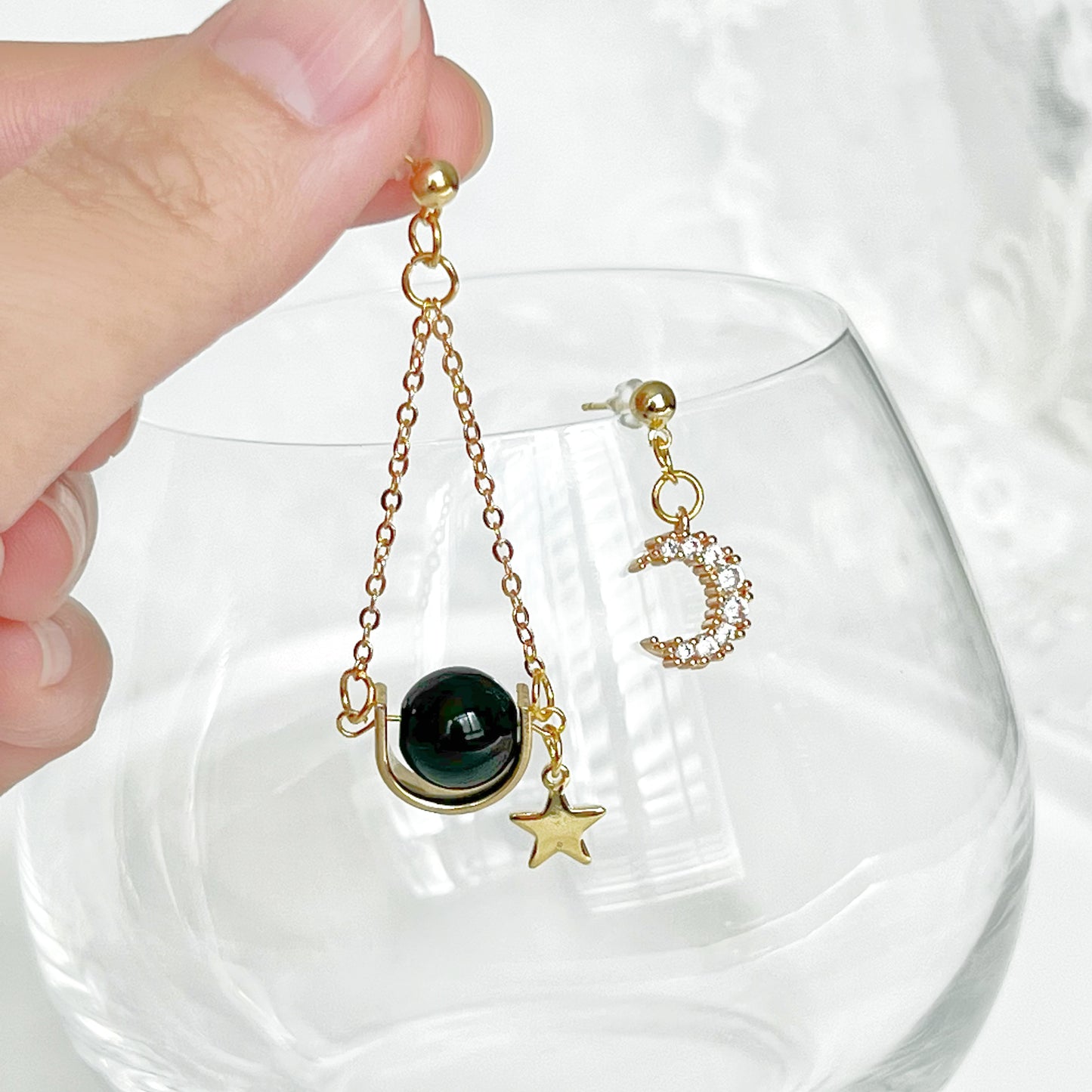 Solar System Star and Moon Mismatch Earrings-Ninaouity