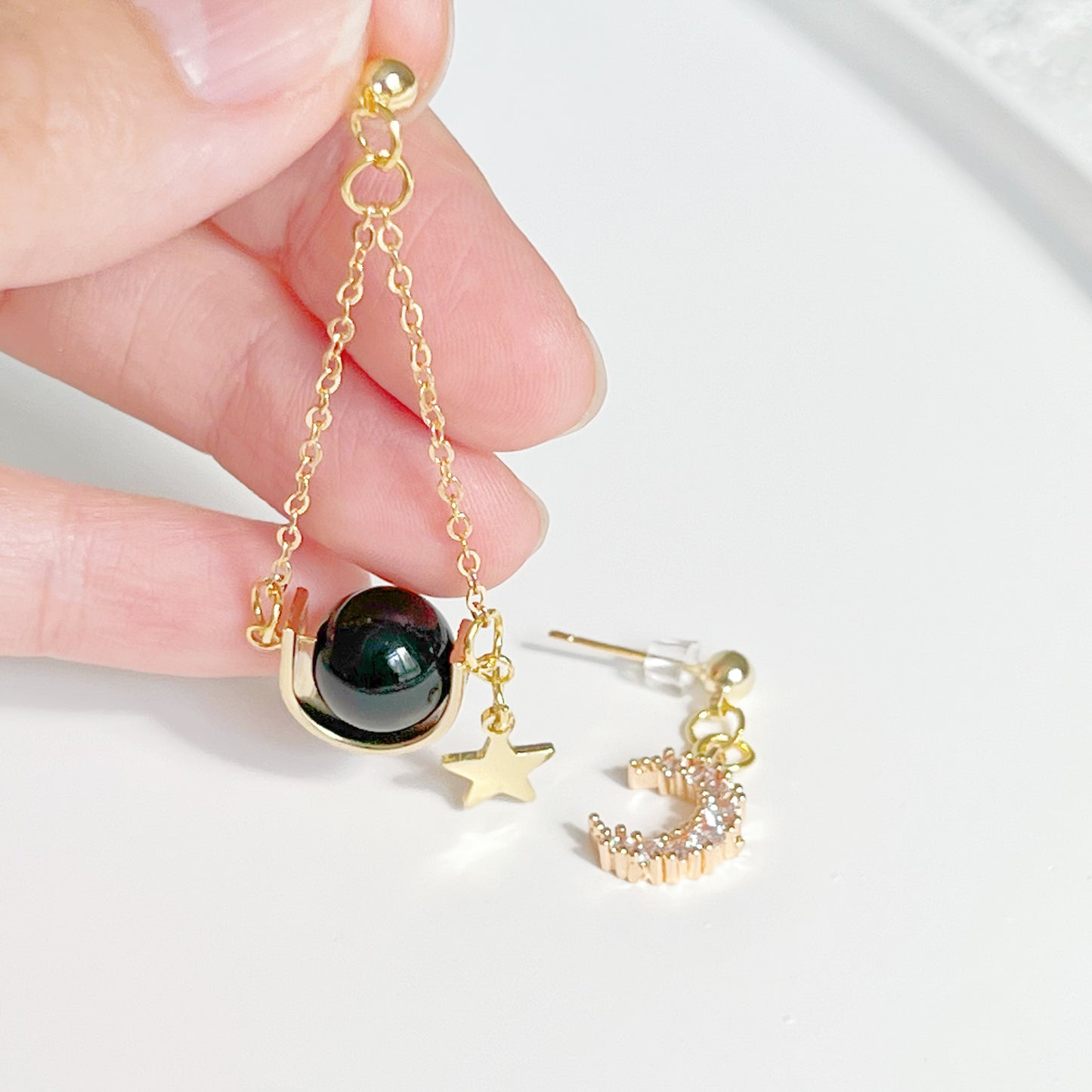 Solar System Star and Moon Mismatch Earrings-Ninaouity