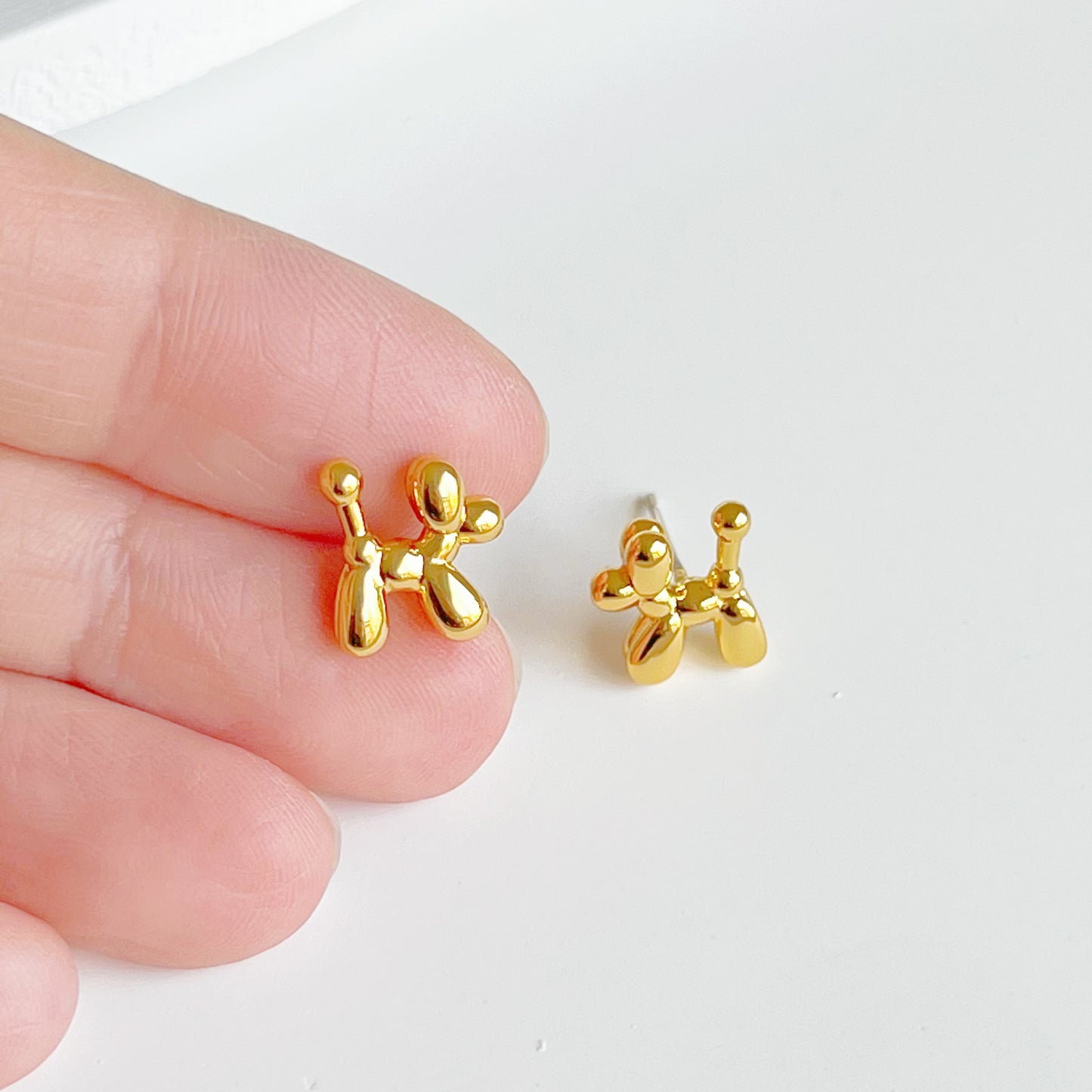 Gold Toy Poodle Dog Earrings-Ninaouity