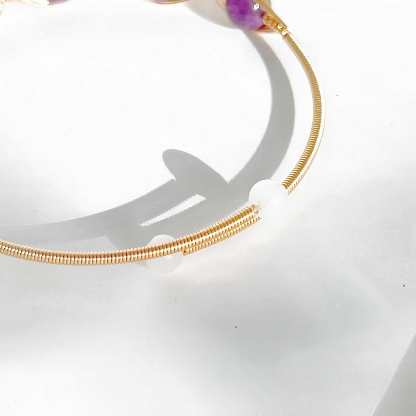 Amethyst Bead Evil Eye Cuff Bracelet-Ninaouity