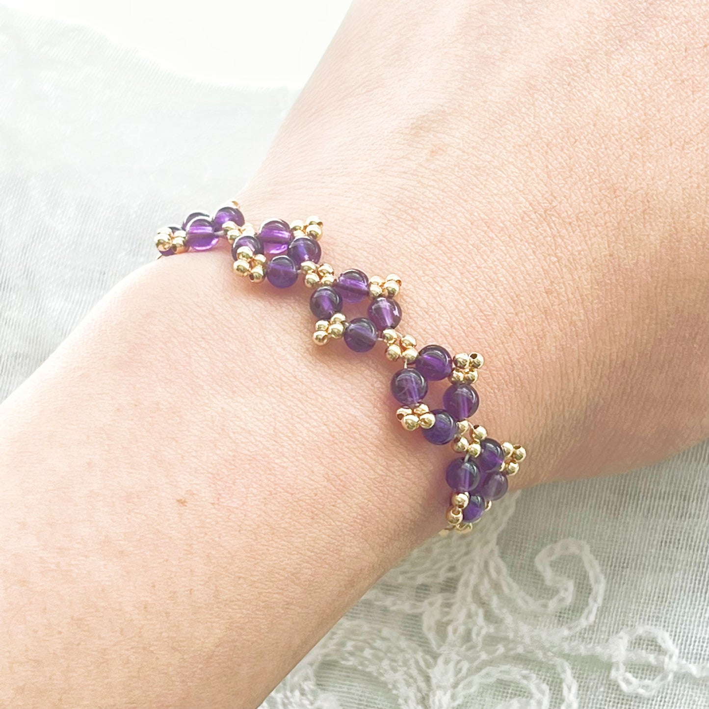 Amethyst Crystal Beaded Bracelet-Ninaouity