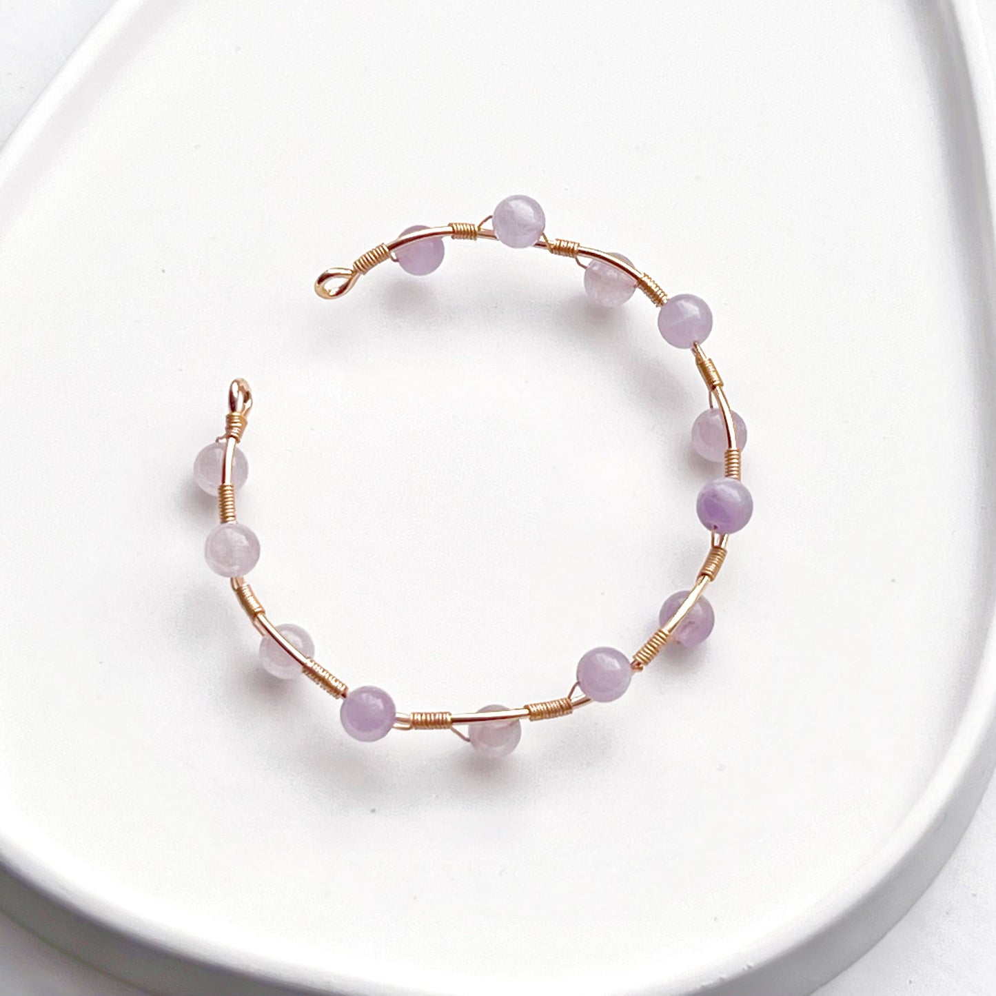 Amethyst Crystal Beaded Cuff Bracelet-Ninaouity