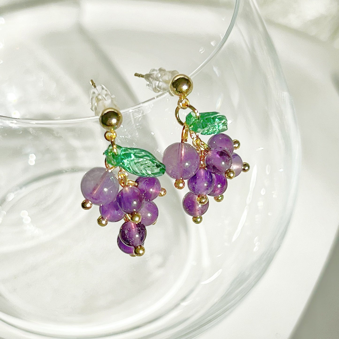Amethyst Grapes Drop Earrings-Ninaouity