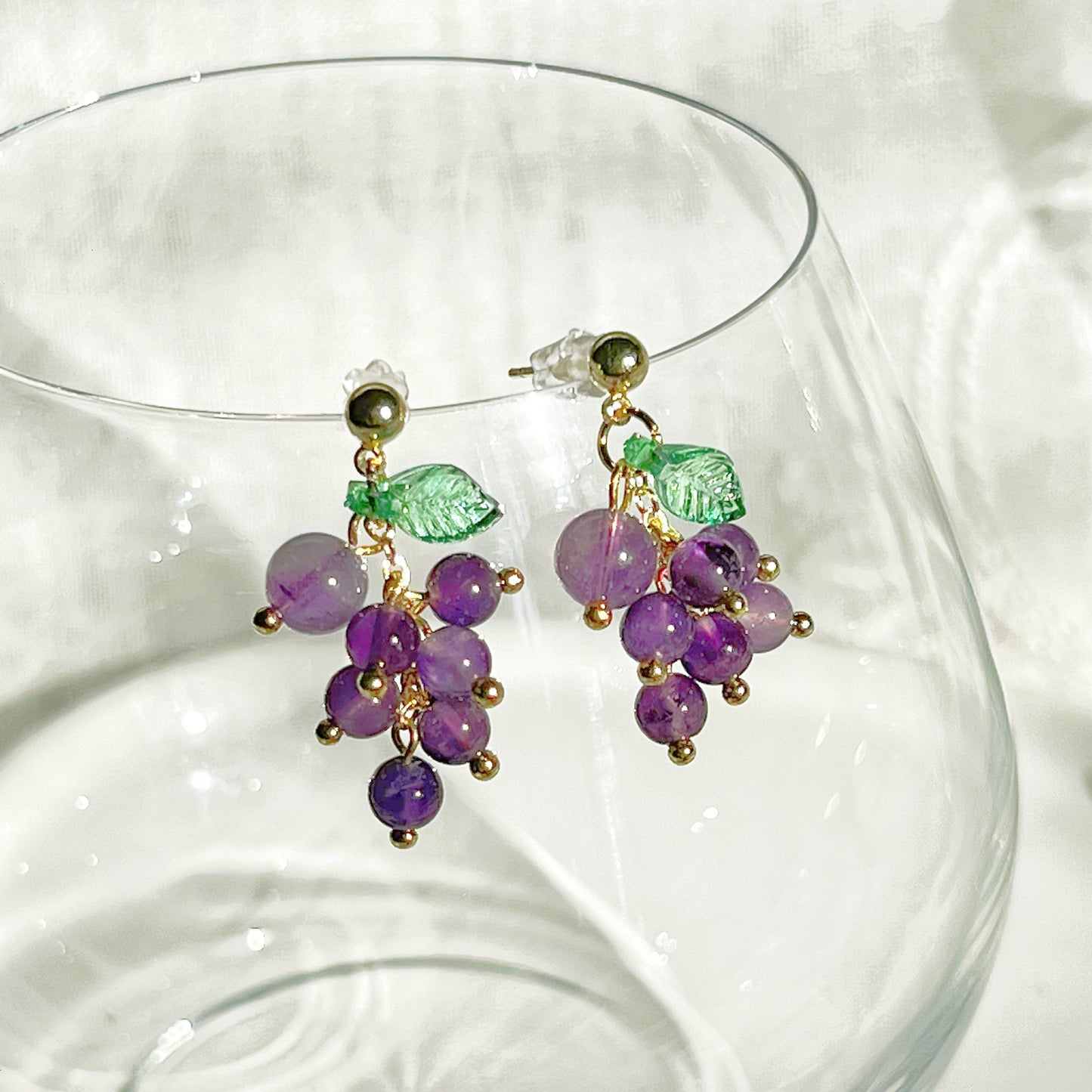 Amethyst Grapes Drop Earrings-Ninaouity