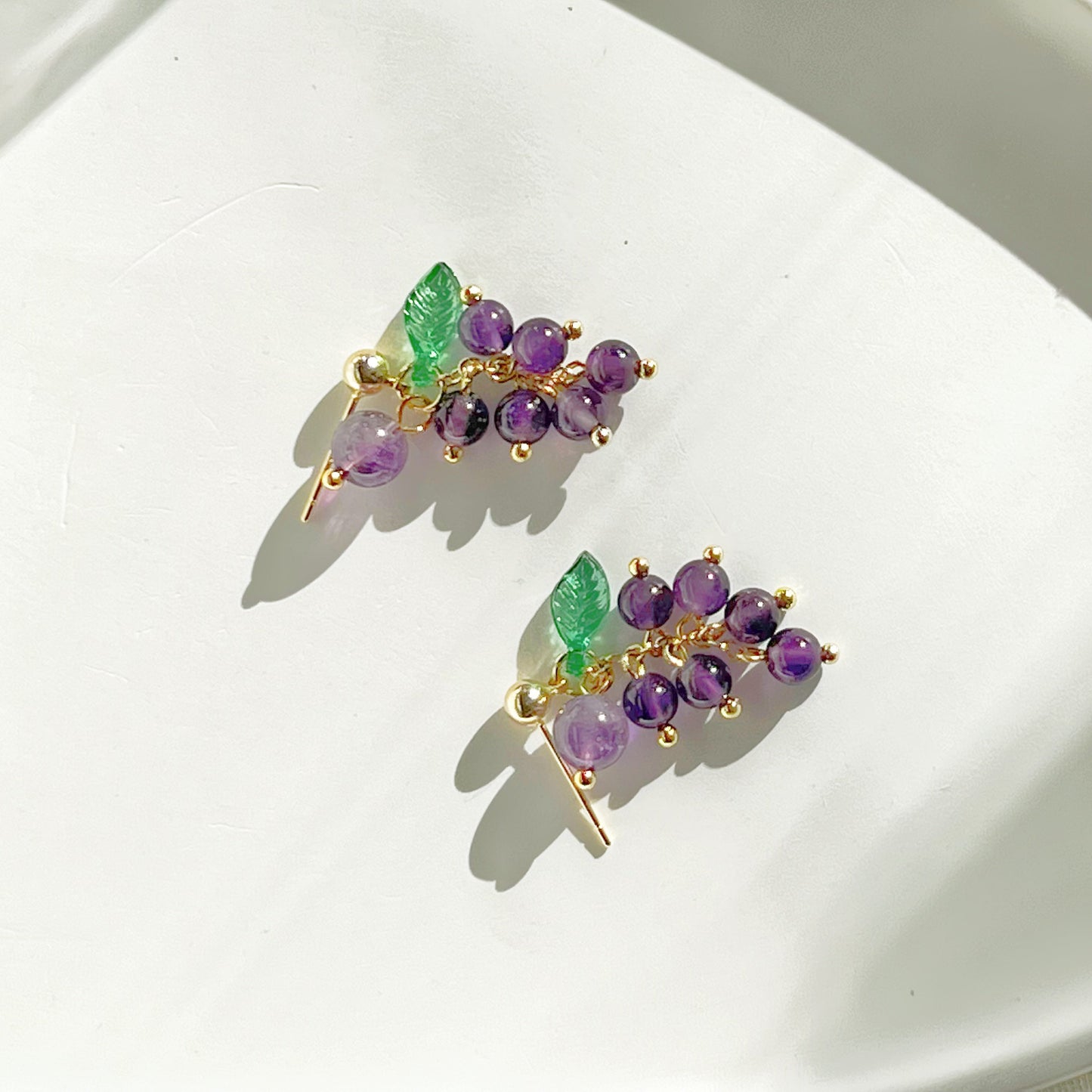 Amethyst Grapes Drop Earrings-Ninaouity