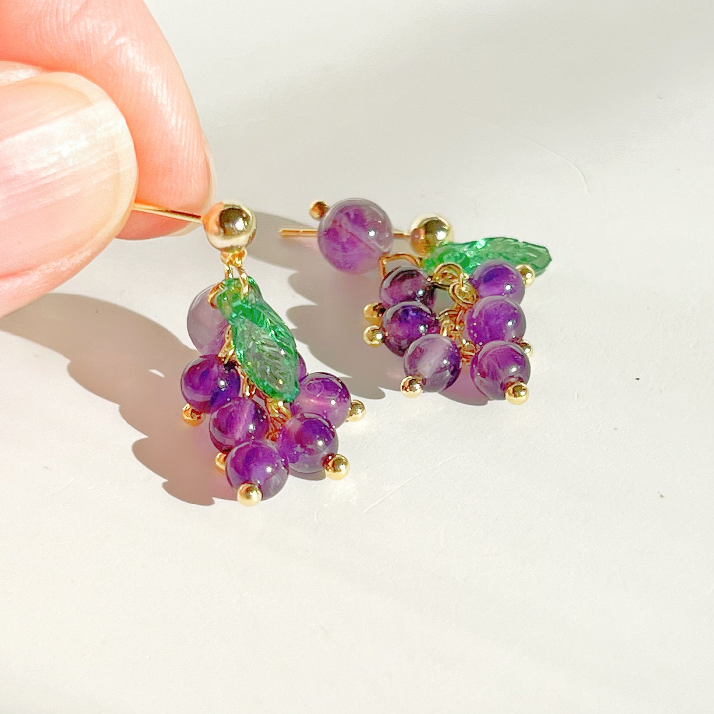Amethyst Grapes Drop Earrings-Ninaouity