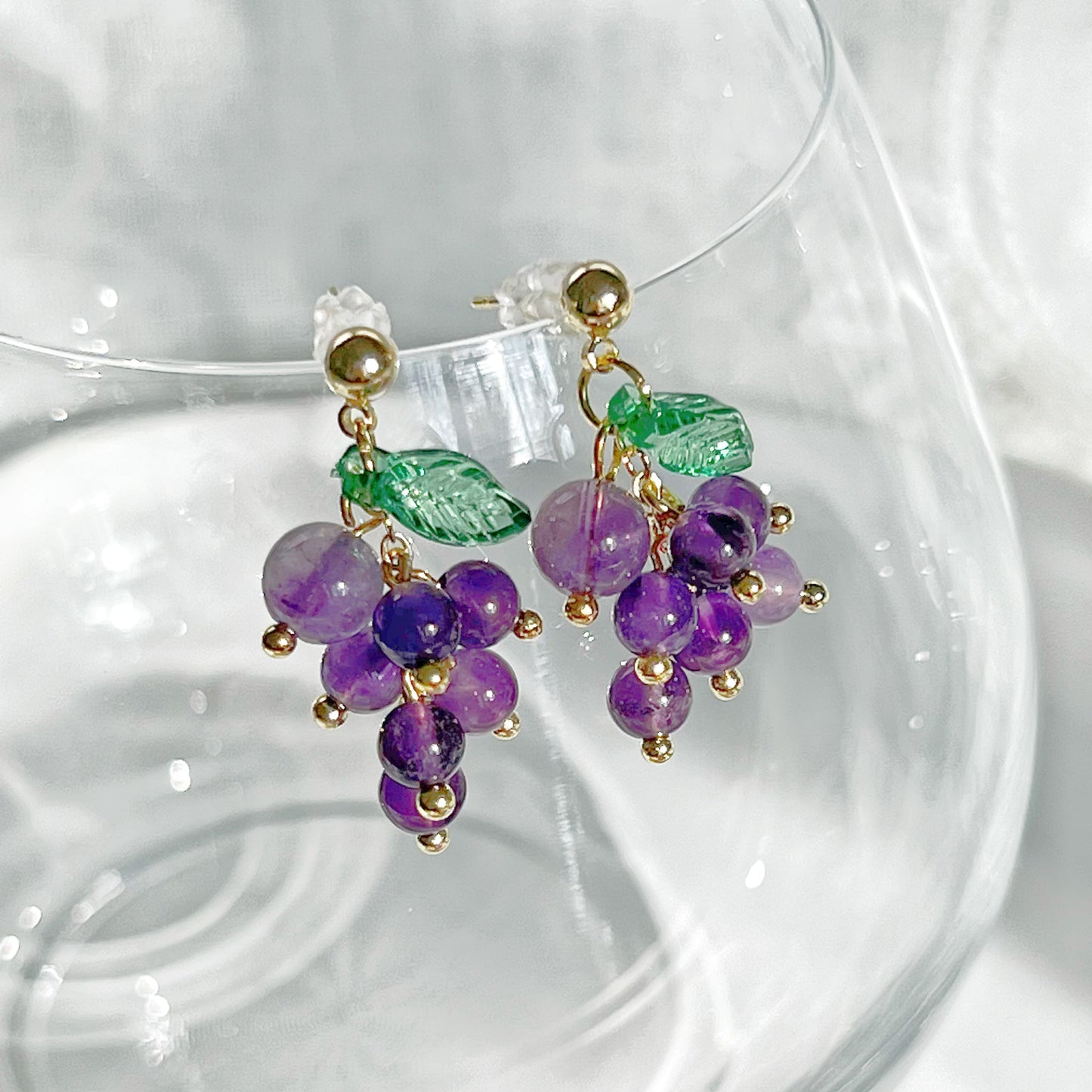 Amethyst Grapes Drop Earrings-Ninaouity