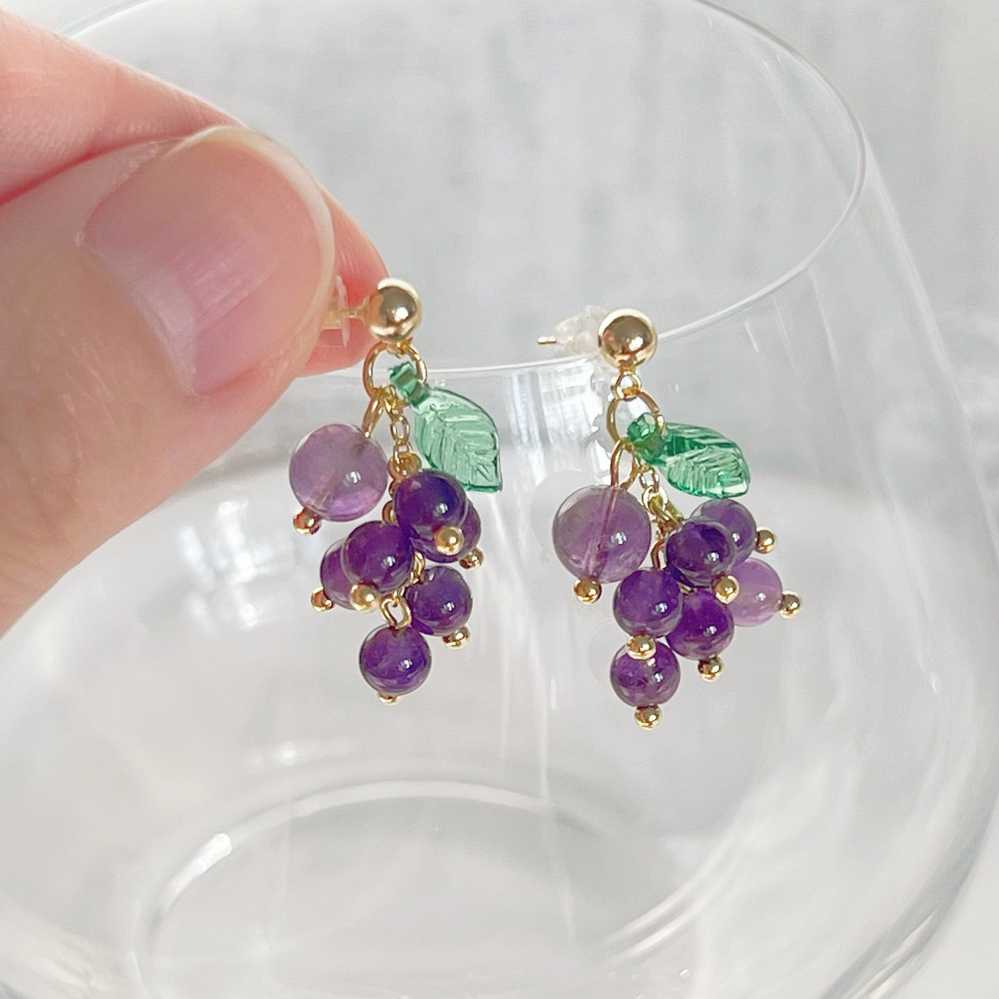 Amethyst Grapes Drop Earrings-Ninaouity