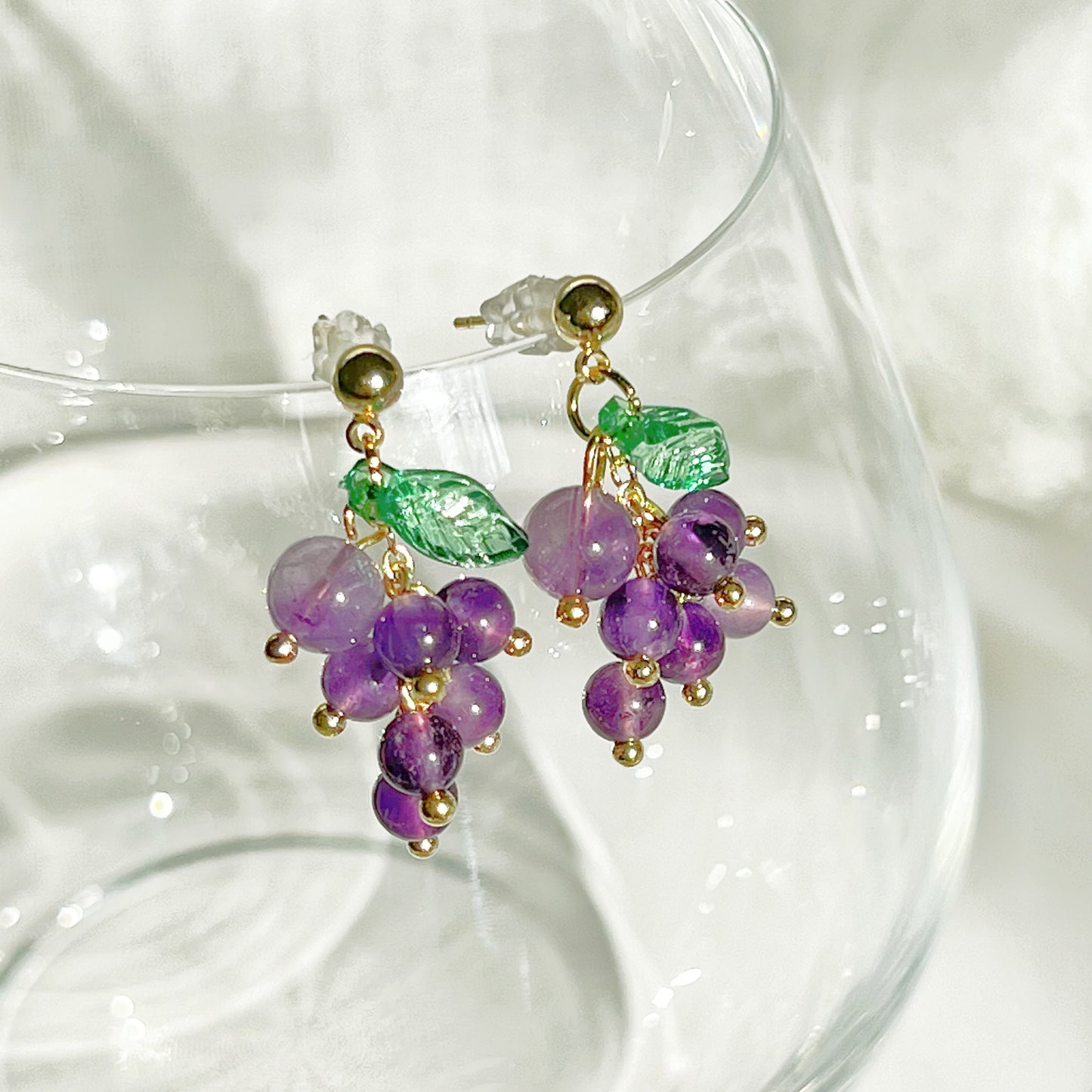 Amethyst Grapes Drop Earrings-Ninaouity