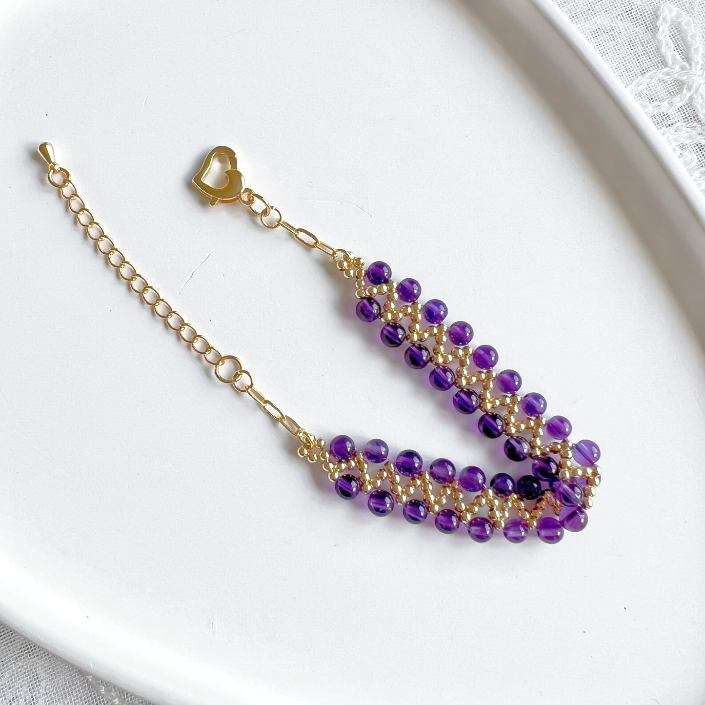 Amethyst Sea Wave Beaded Bracelet-Ninaouity