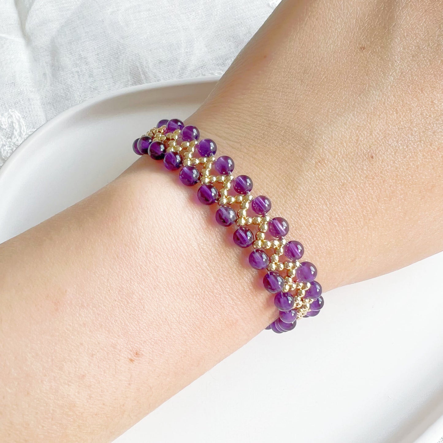 Amethyst Sea Wave Beaded Bracelet-Ninaouity