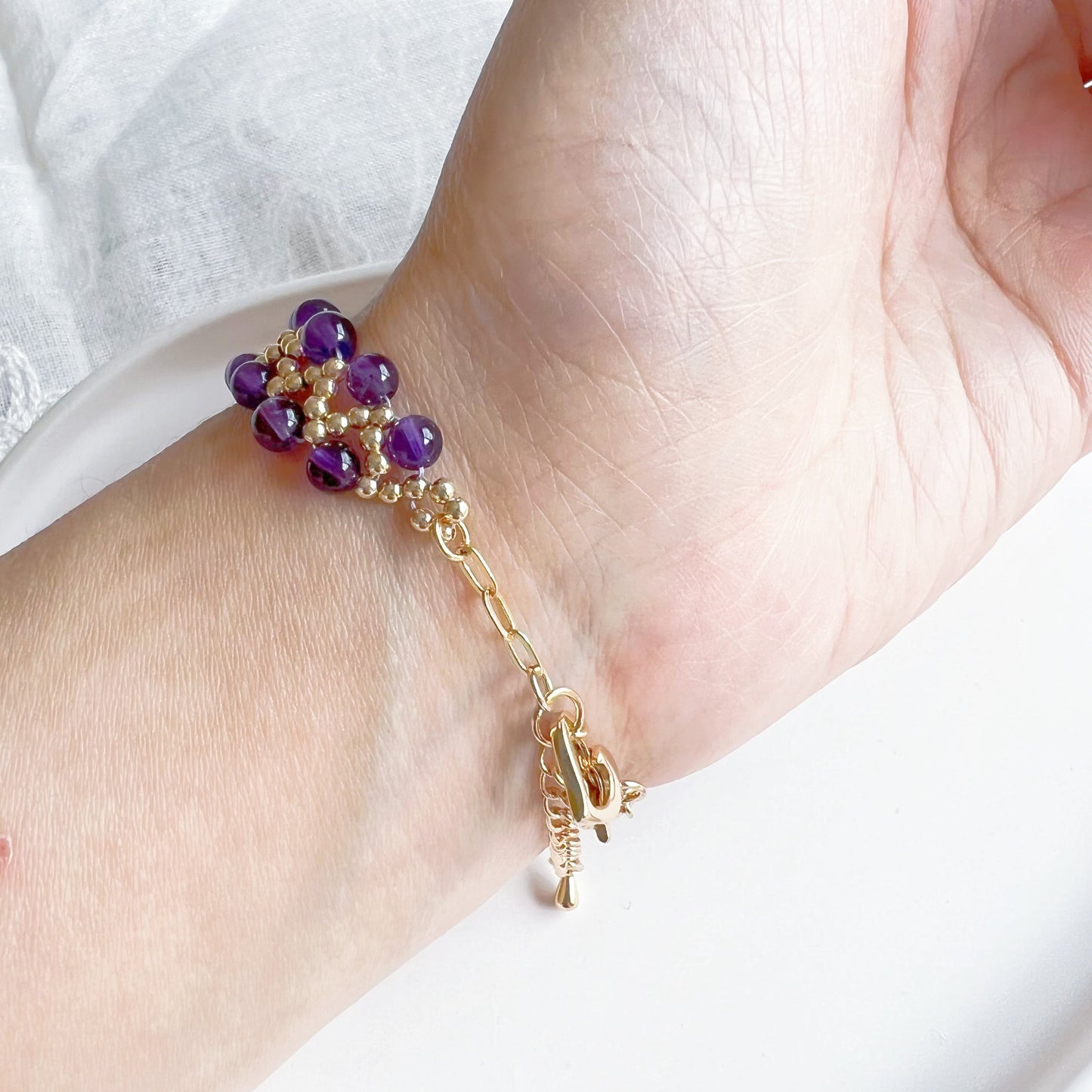 Amethyst Sea Wave Beaded Bracelet-Ninaouity