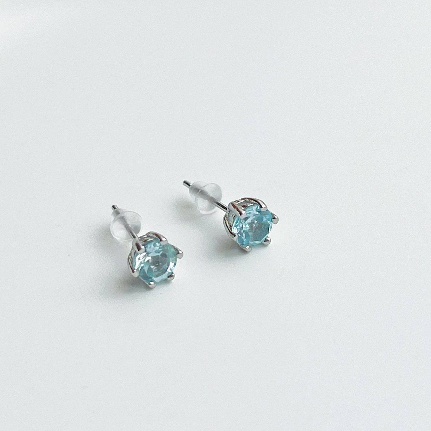 Aquamarine Studs Earrings - Blue March Birthstone Gift-Ninaouity