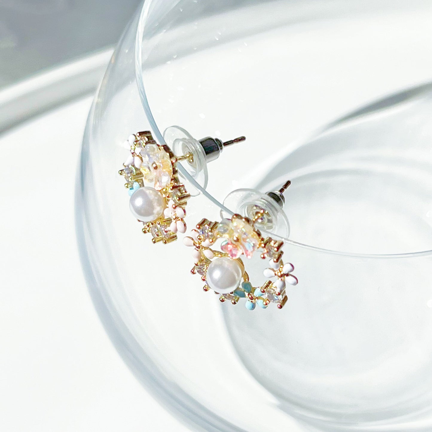 Autumn Flower Wreath with Pearl Earrings-Ninaouity