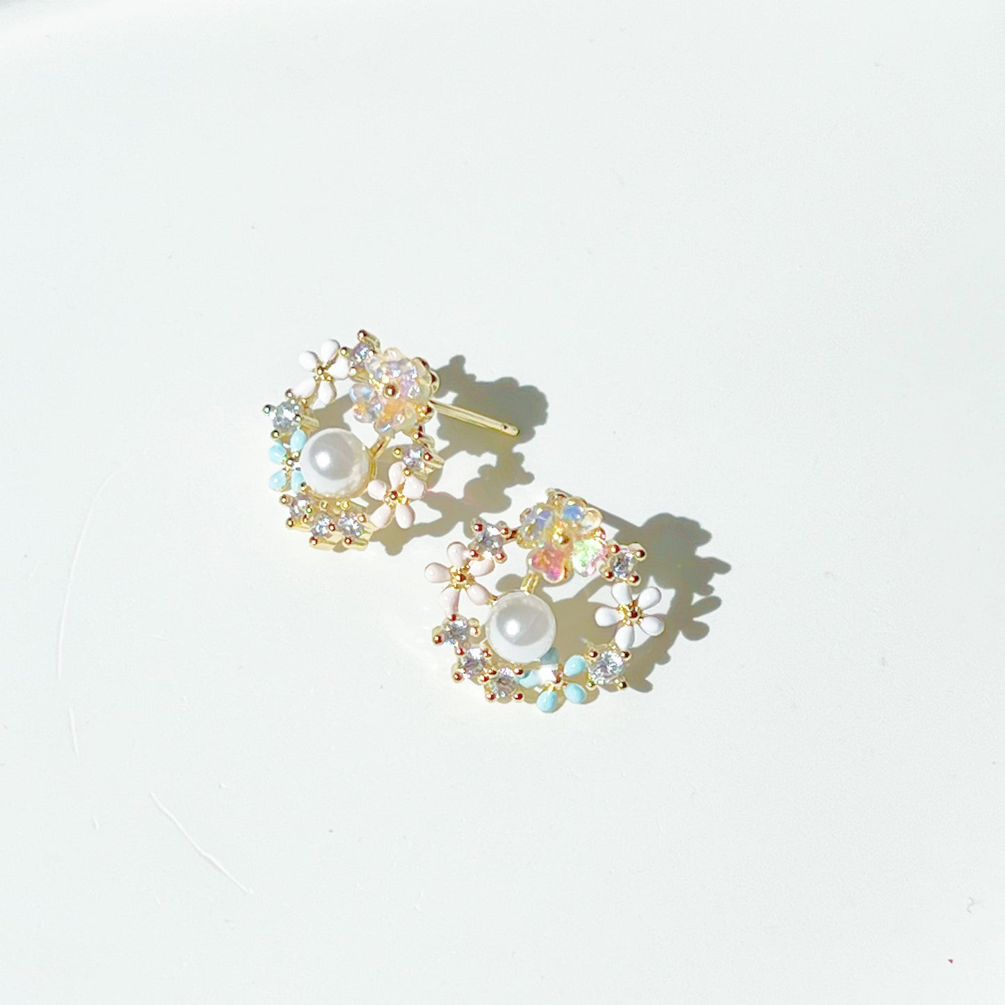 Autumn Flower Wreath with Pearl Earrings-Ninaouity