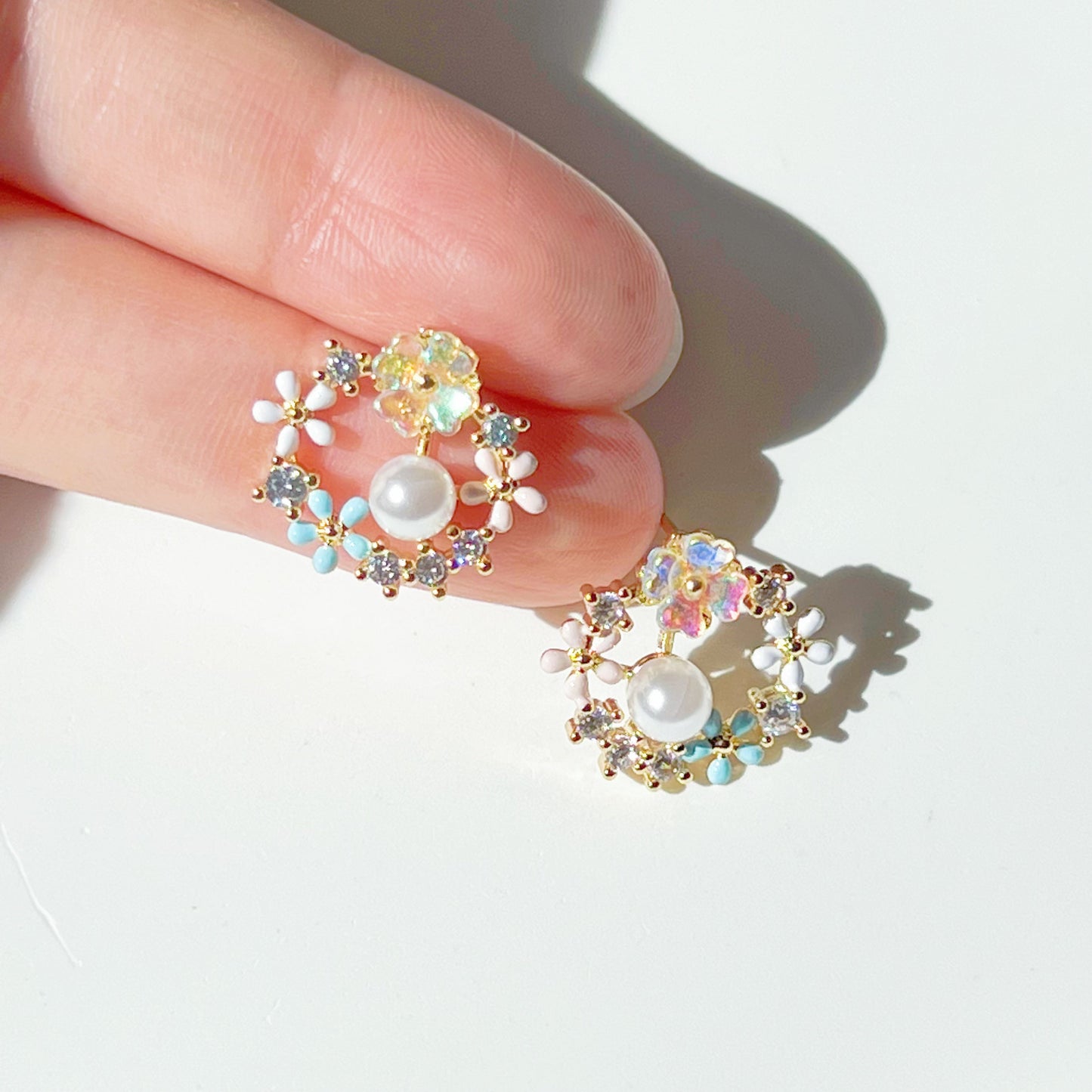 Autumn Flower Wreath with Pearl Earrings-Ninaouity