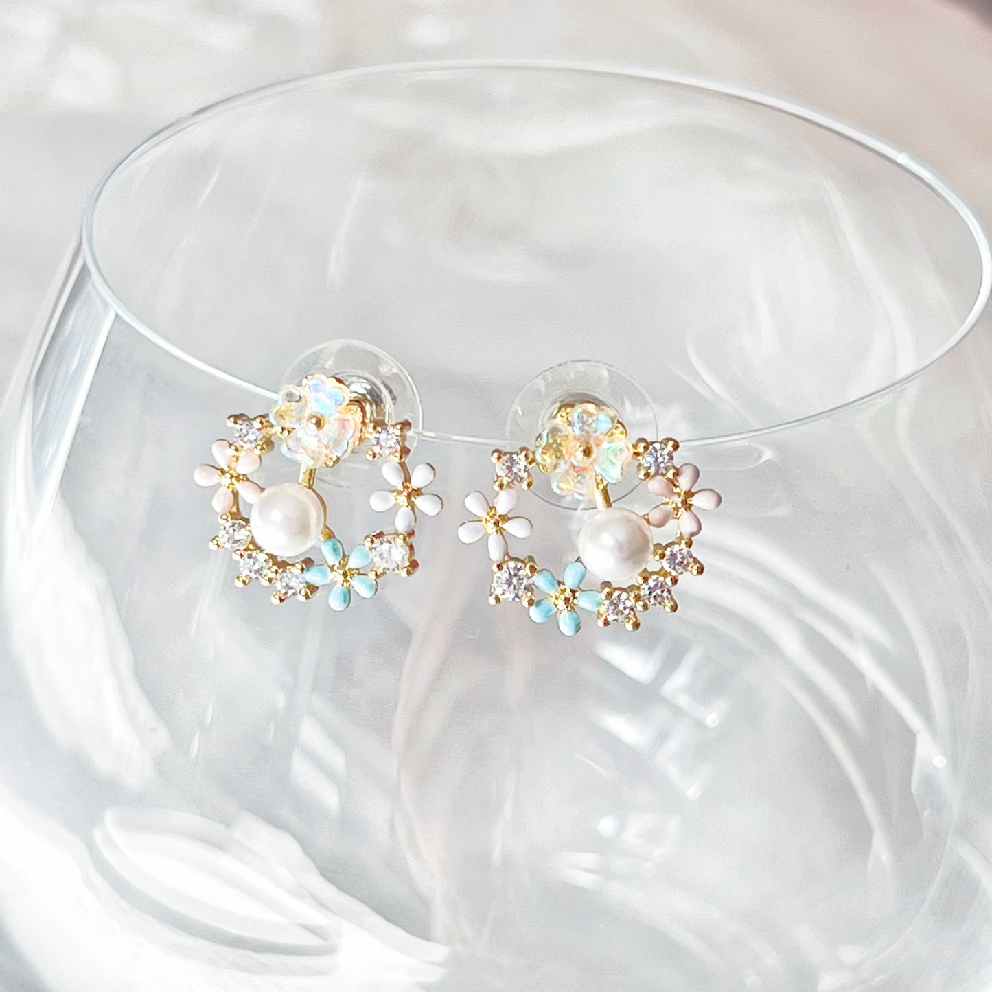 Autumn Flower Wreath with Pearl Earrings-Ninaouity