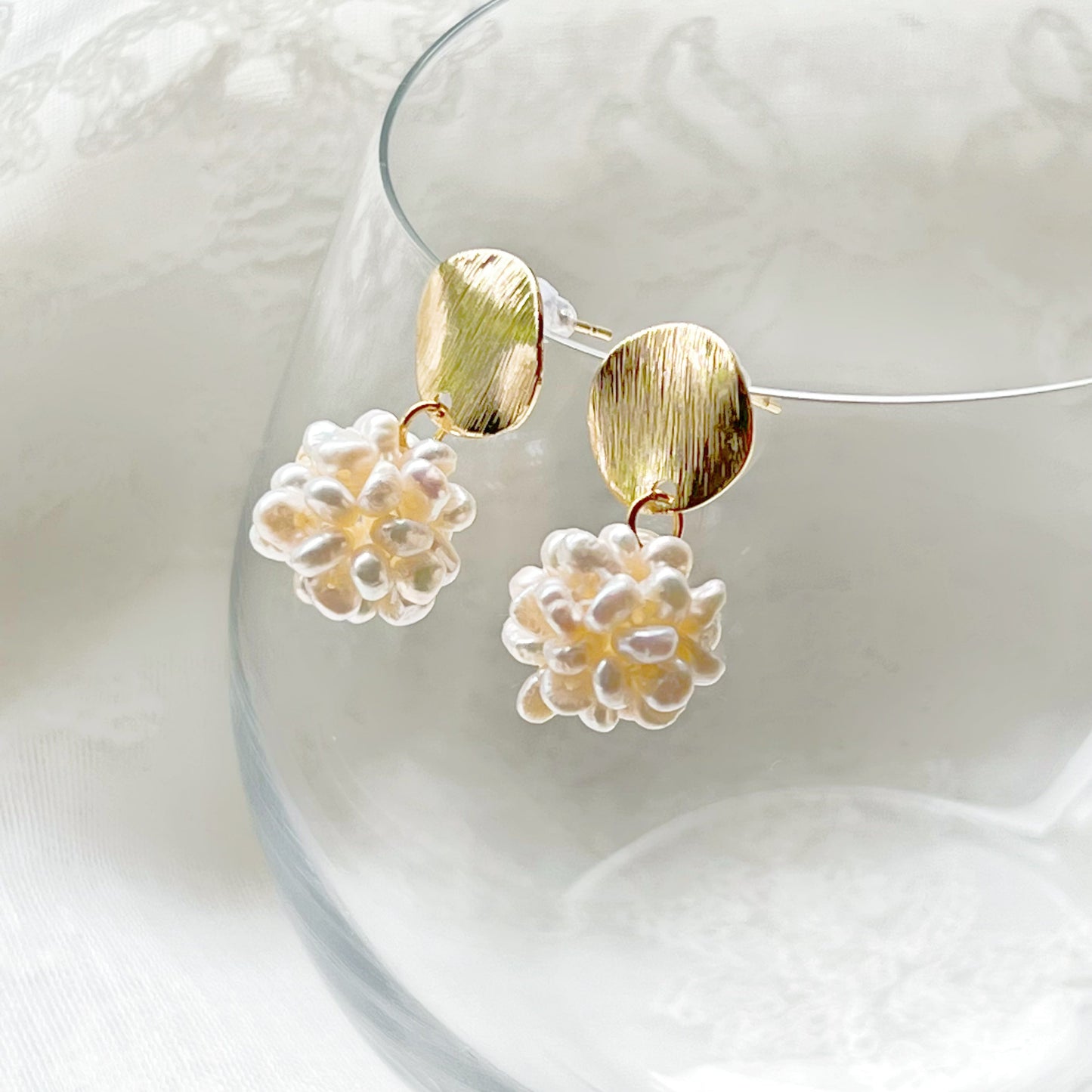 Baroque Pearl Cluster Drop Earrings-Ninaouity