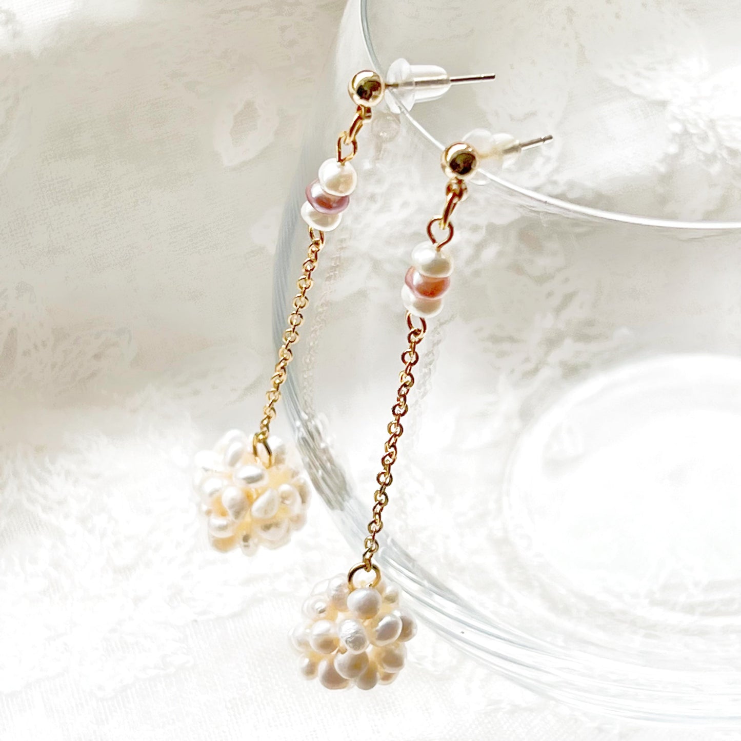 Baroque Pearl Long Drop Earrings-Ninaouity