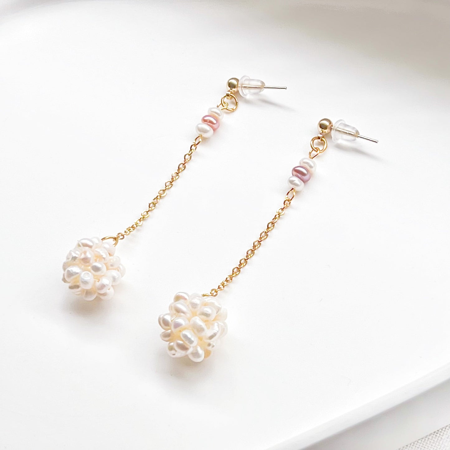 Baroque Pearl Long Drop Earrings-Ninaouity