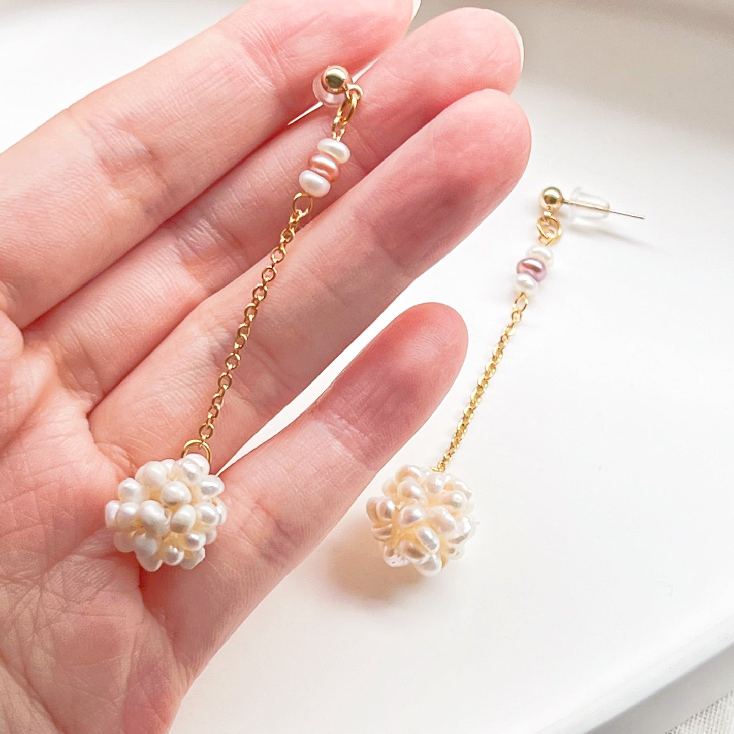 Baroque Pearl Long Drop Earrings-Ninaouity