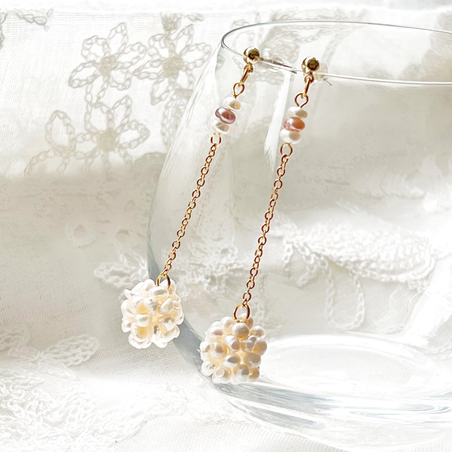 Baroque Pearl Long Drop Earrings-Ninaouity