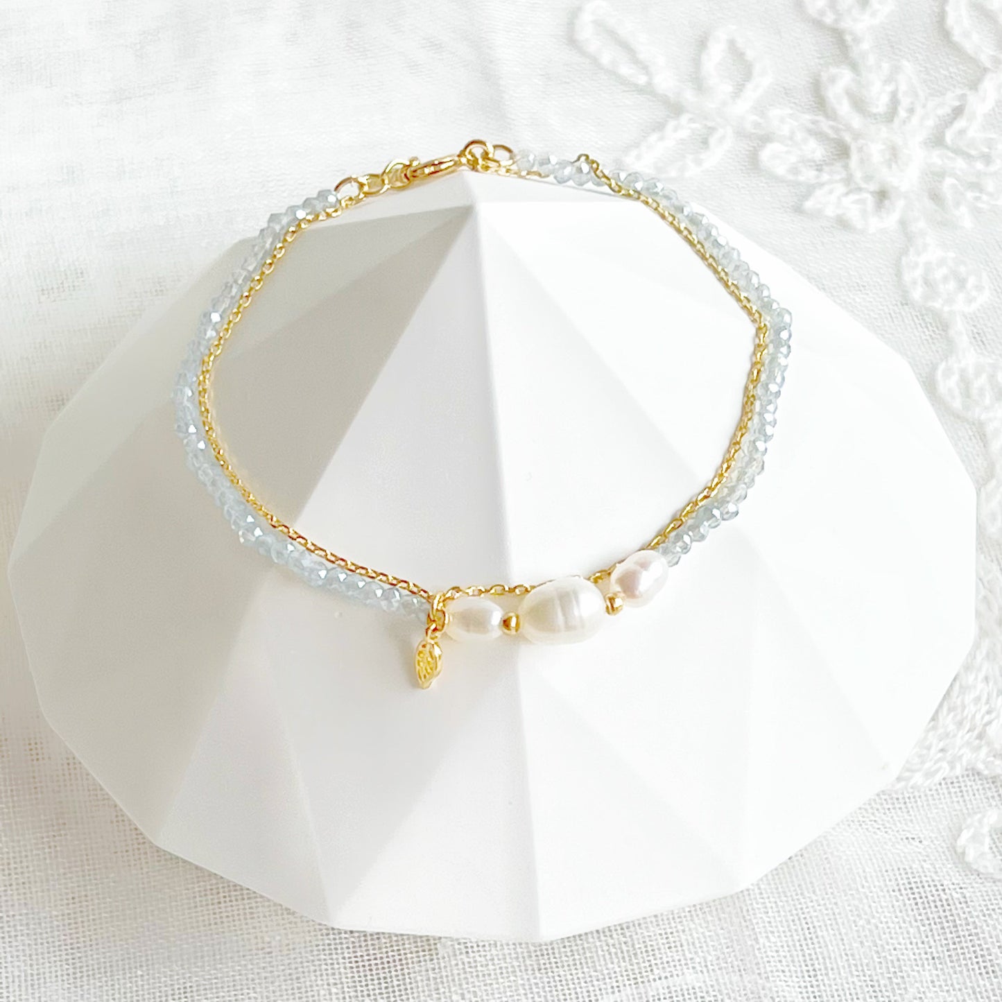 Baroque Pearls and Blue Beads Bracelet-Ninaouity