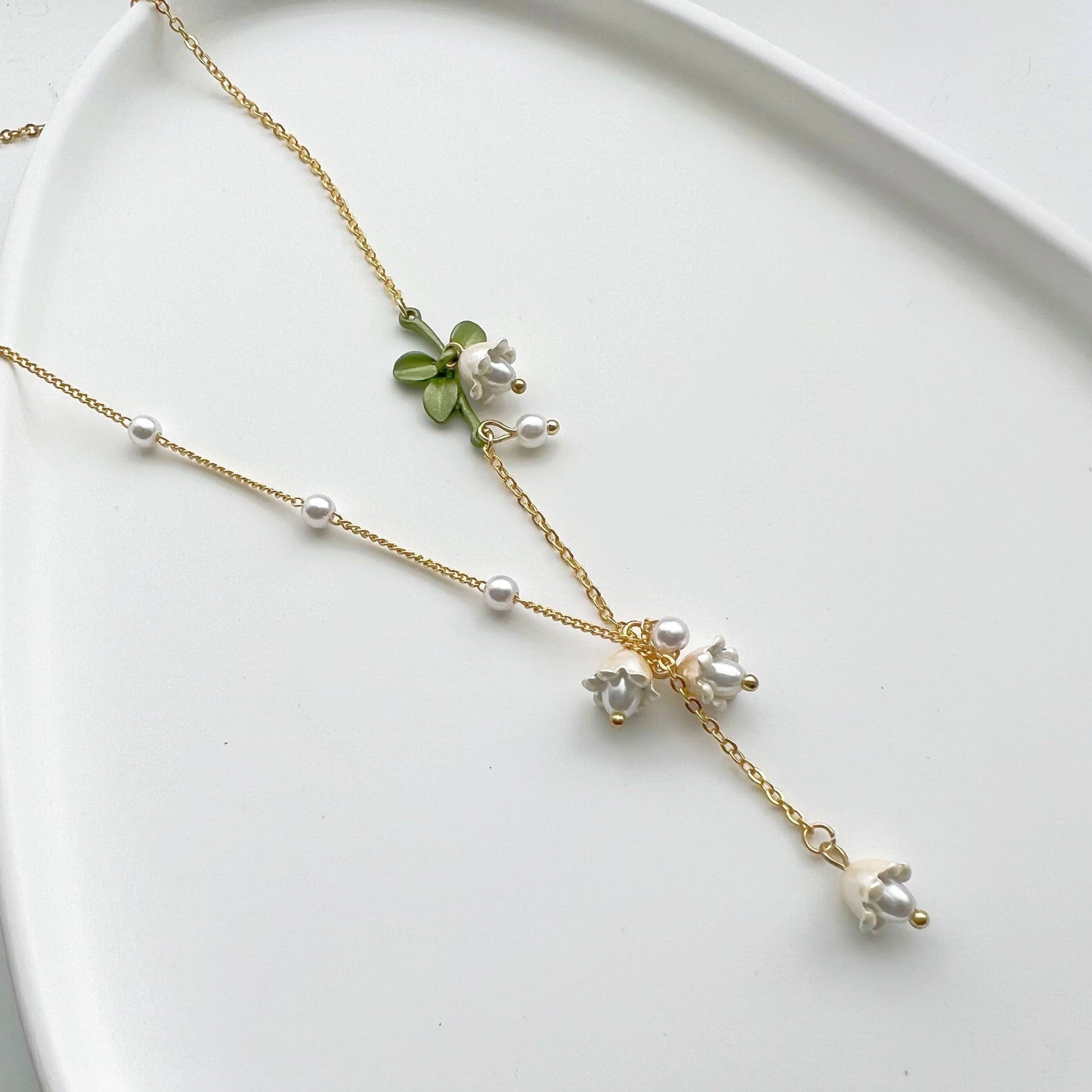 Bellflower Necklace - White Campanula Flower Necklace-Ninaouity