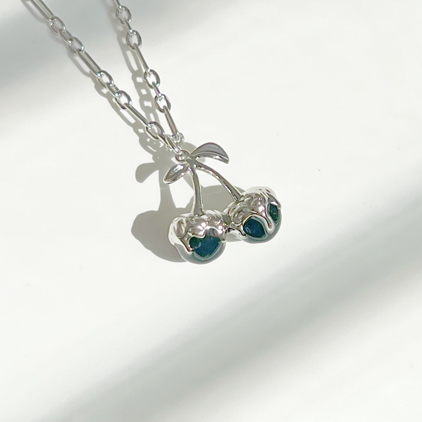 Black Cherry in Silver Chain Necklace-Ninaouity