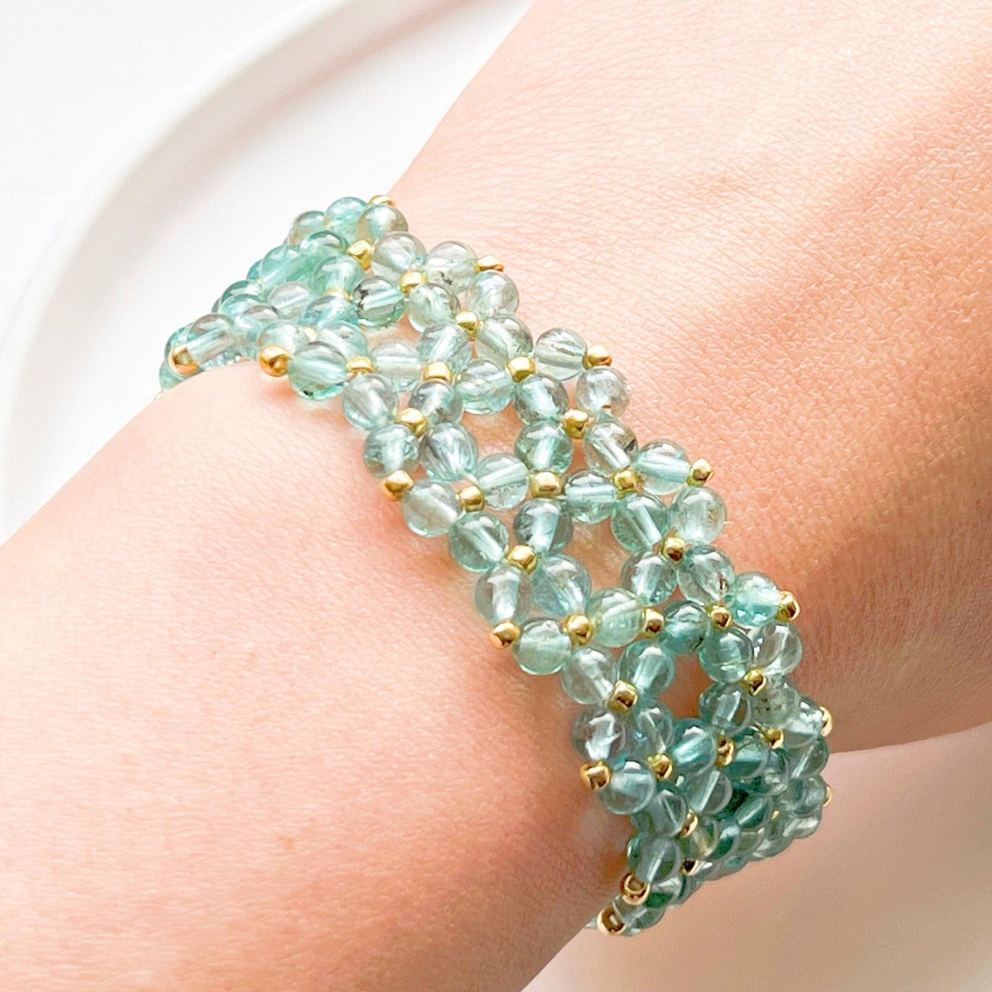 Blue Apatite Beaded Bracelet-Ninaouity