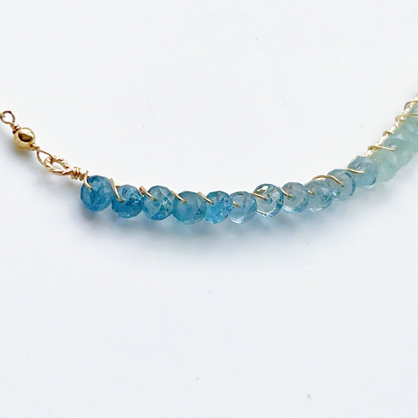 Blue Aquamarine Bar Necklace-Ninaouity