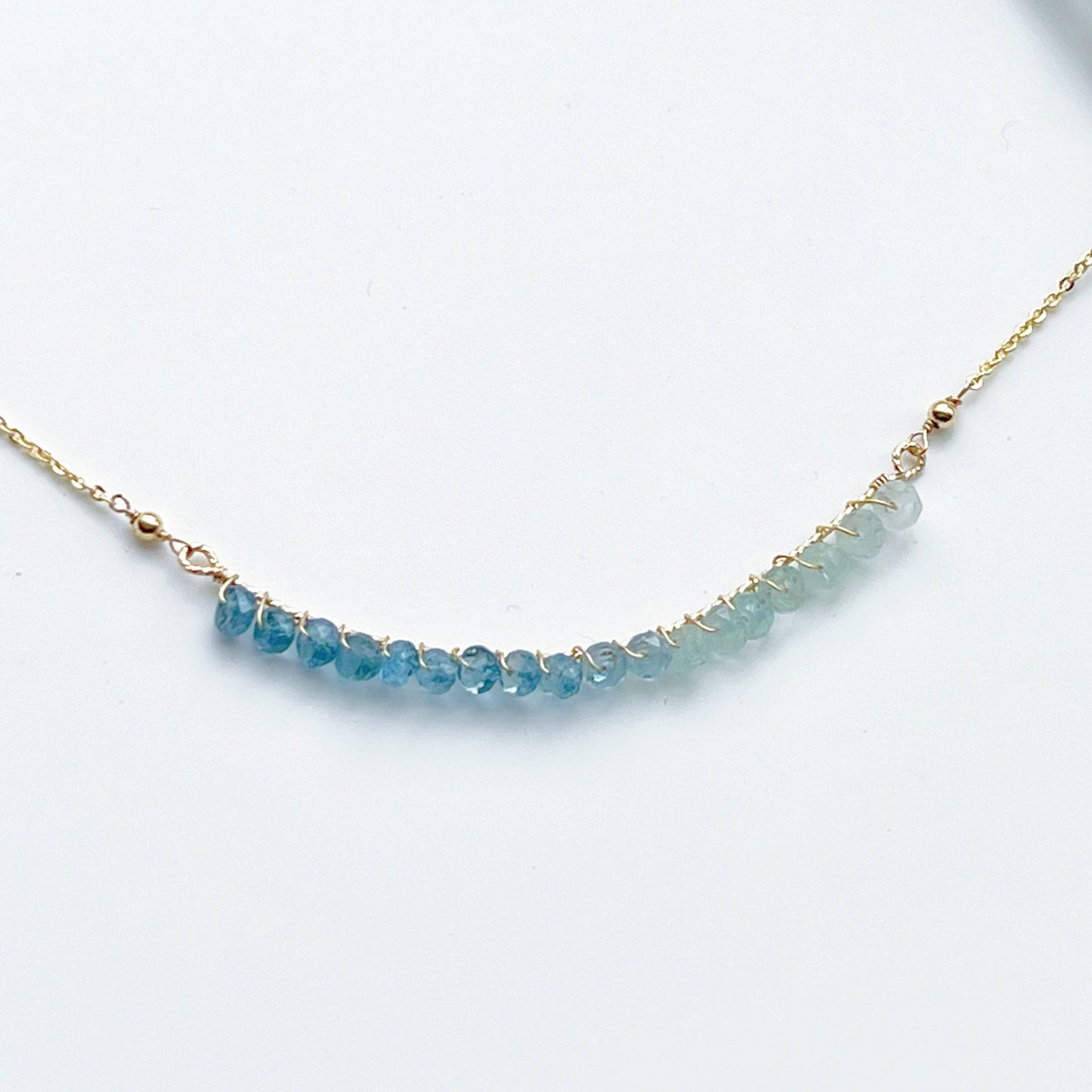 Blue Aquamarine Bar Necklace-Ninaouity