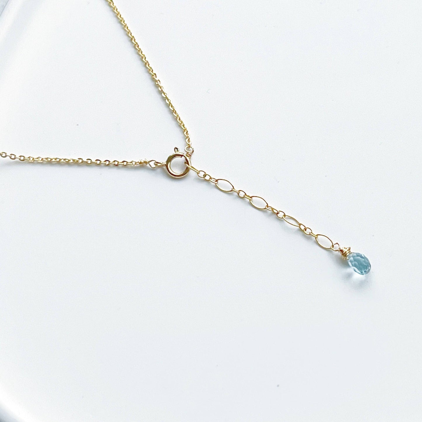 Blue Aquamarine Bar Necklace-Ninaouity