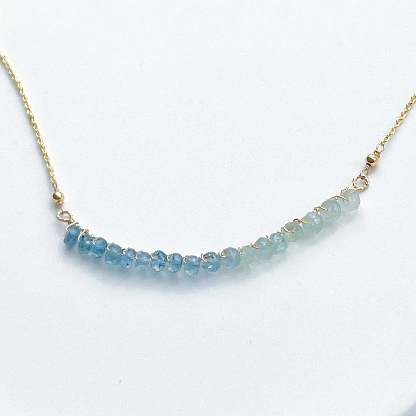 Blue Aquamarine Bar Necklace-Ninaouity