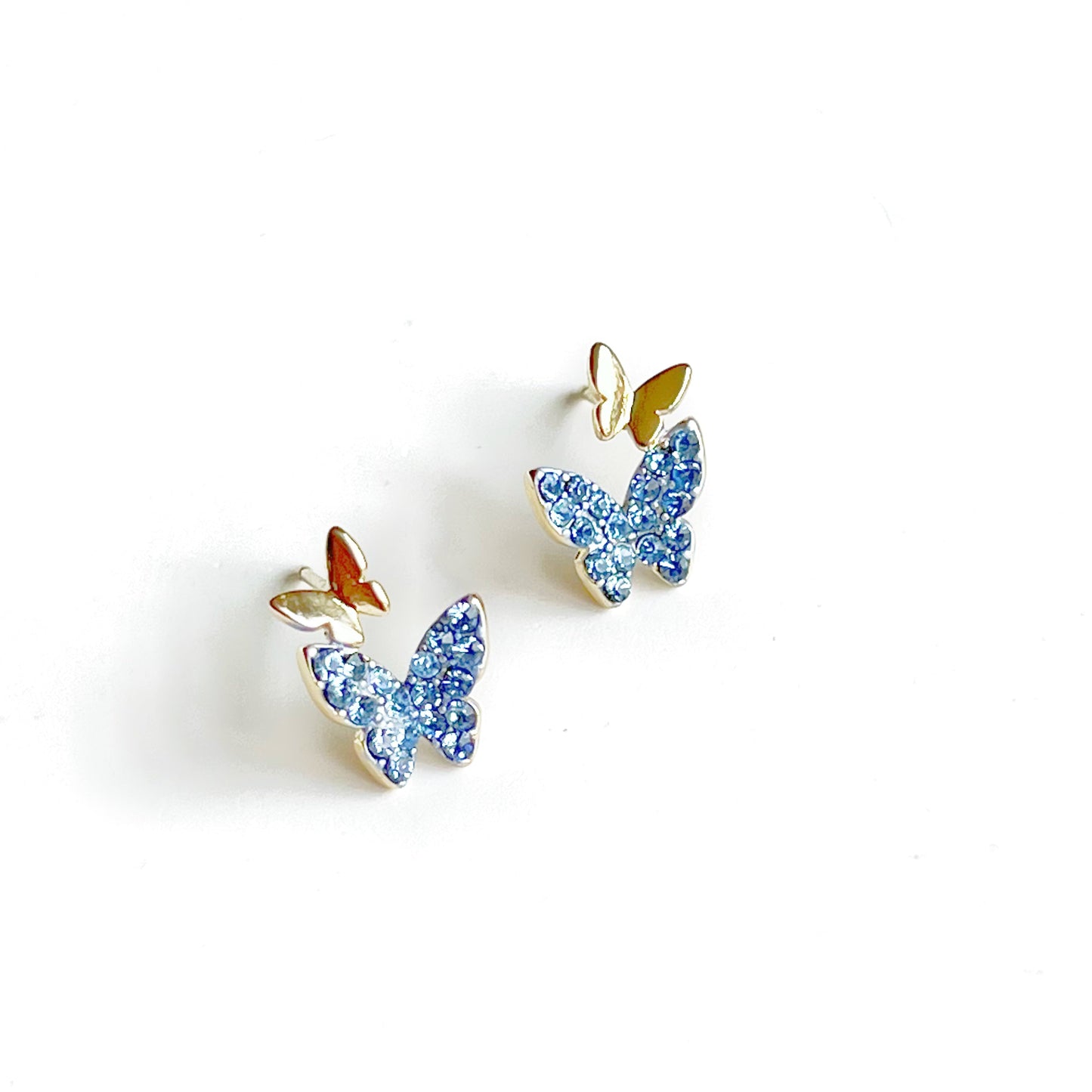 Blue Crystal Butterflies Earrings-Ninaouity