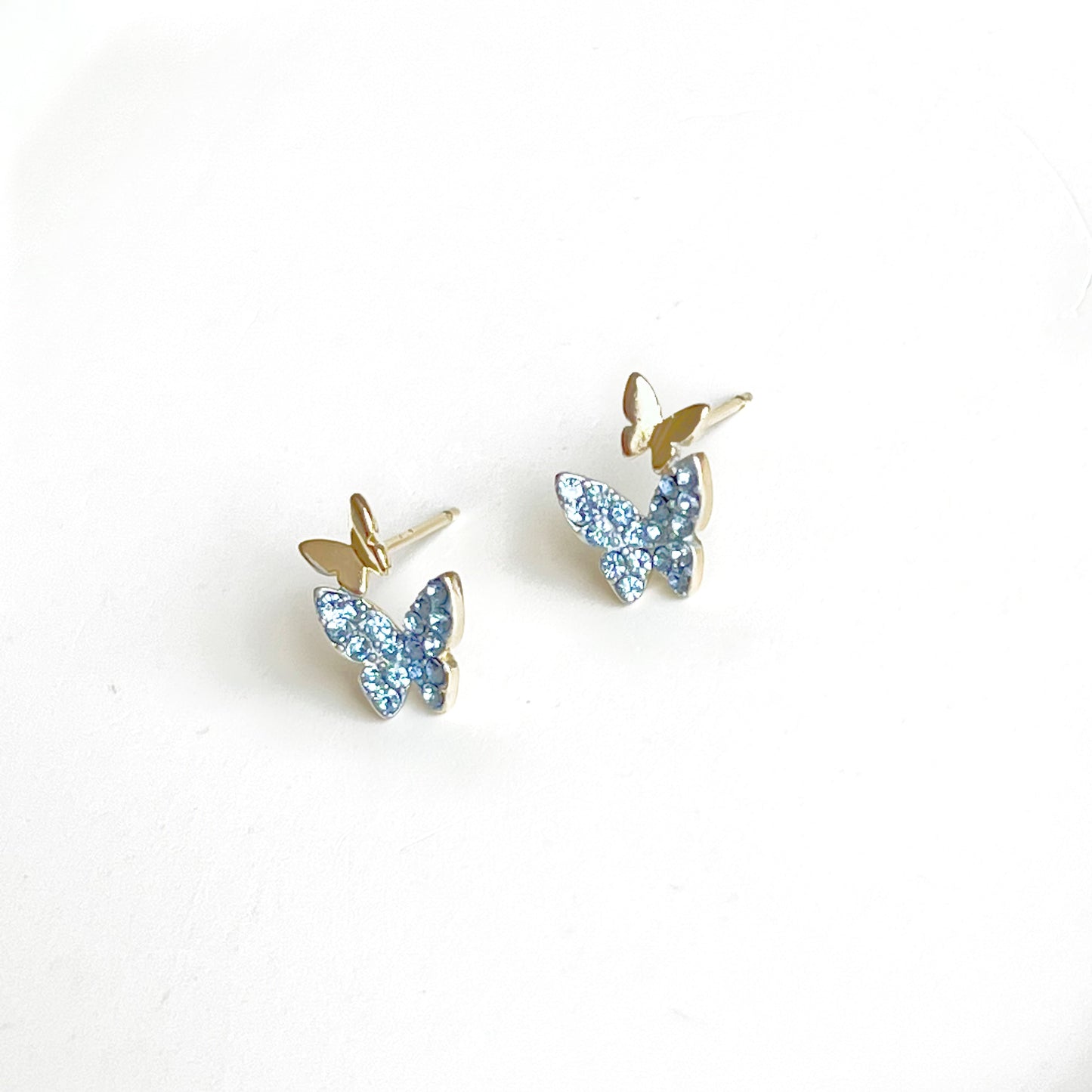 Blue Crystal Butterflies Earrings-Ninaouity