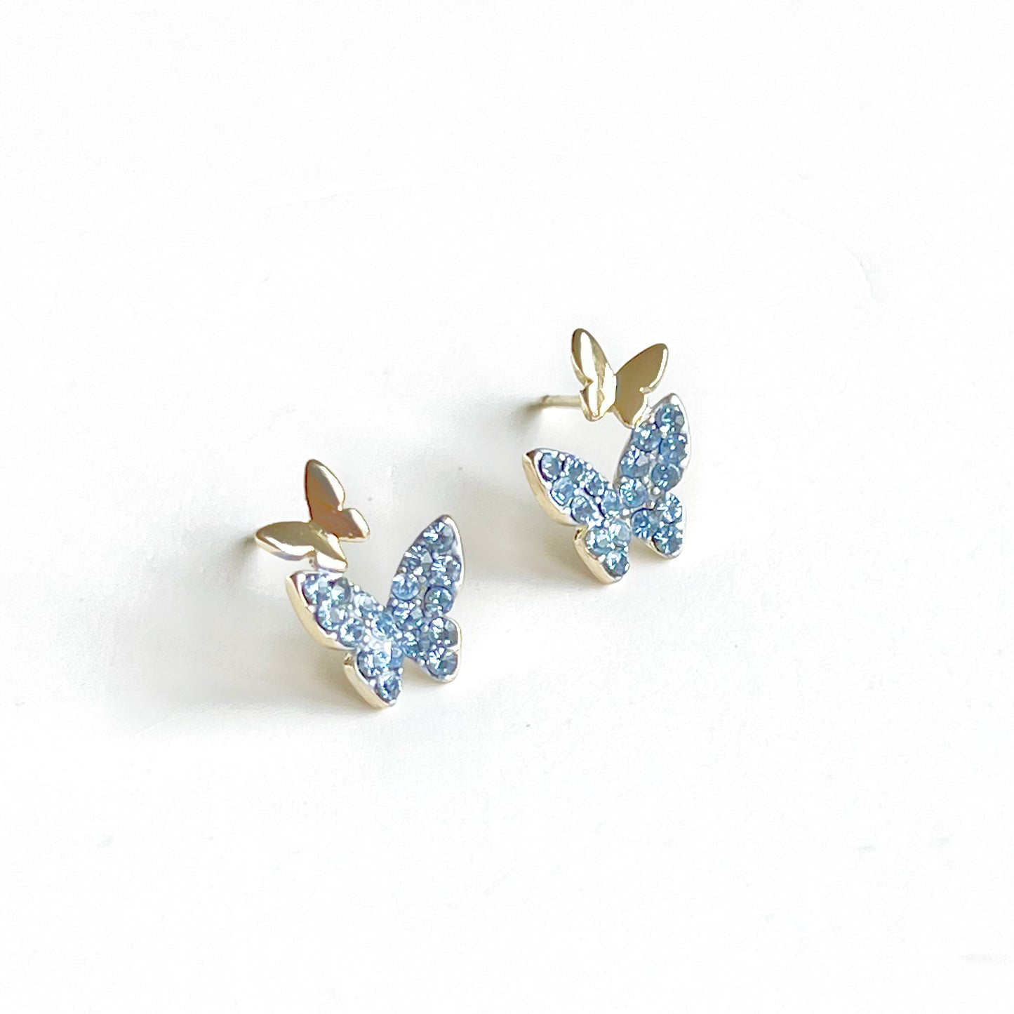 Blue Crystal Butterflies Earrings-Ninaouity