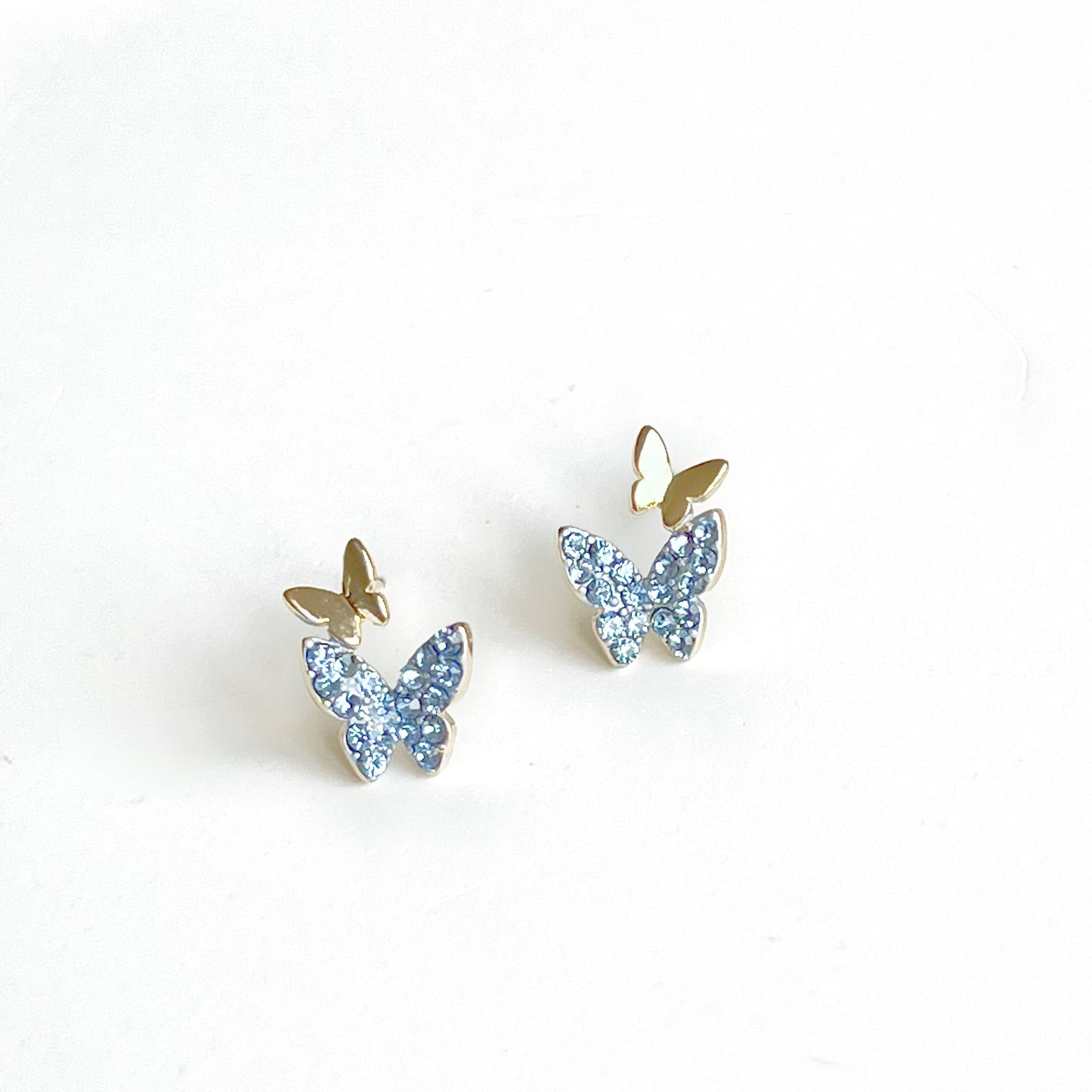 Blue Crystal Butterflies Earrings-Ninaouity