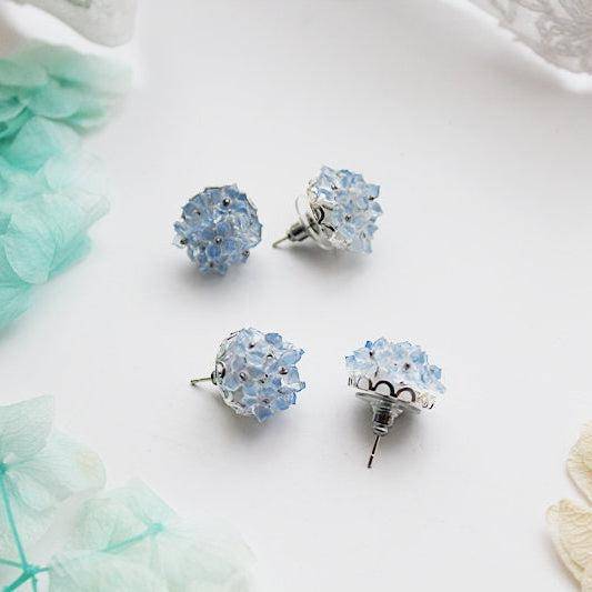 Blue Hydrangea Flower Statement Earrings-Ninaouity